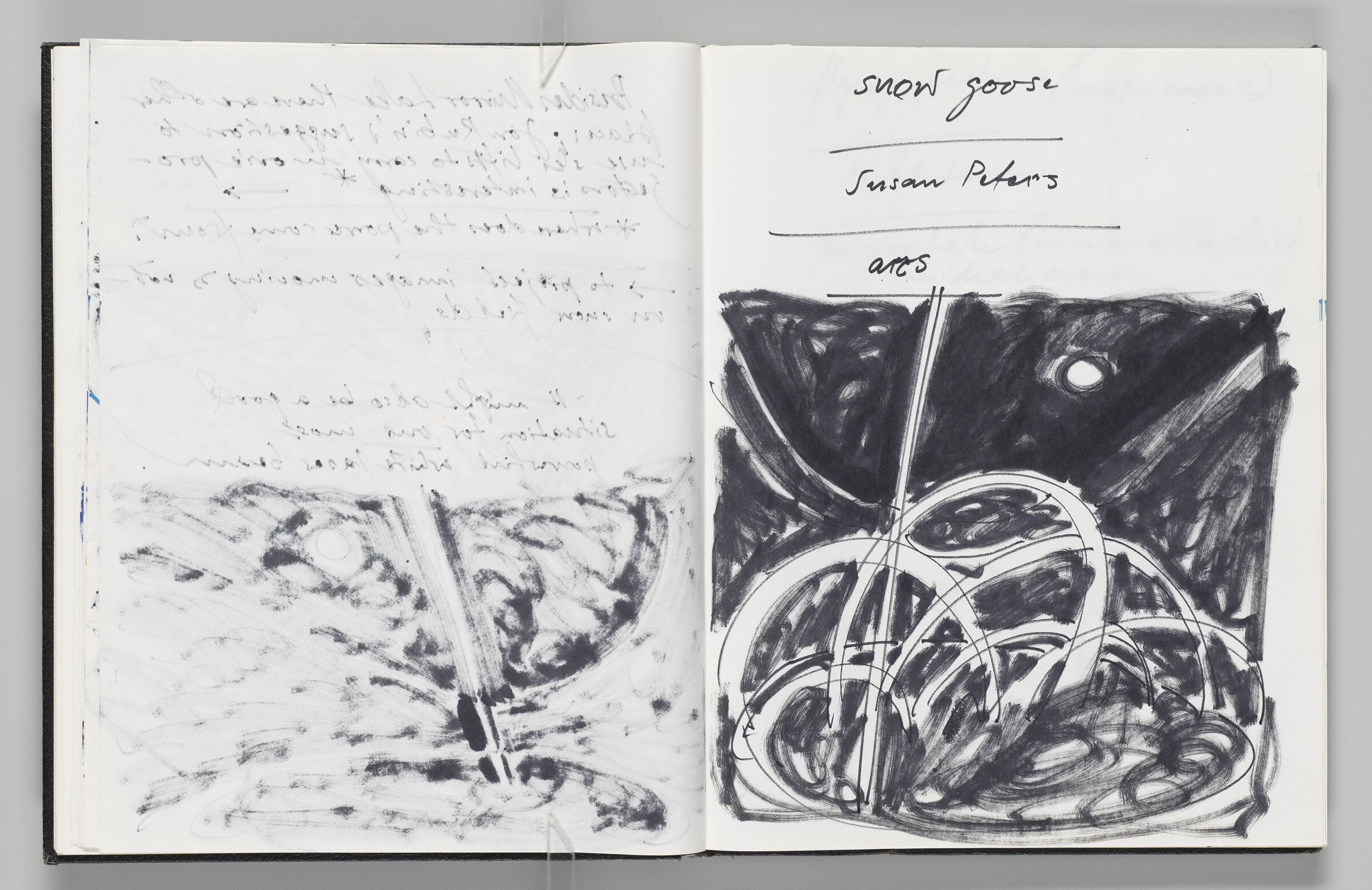Untitled (Bleed-Through Of Previous Page, Left Page); Untitled (Design For Arcs On Mirror Lake, Right Page)