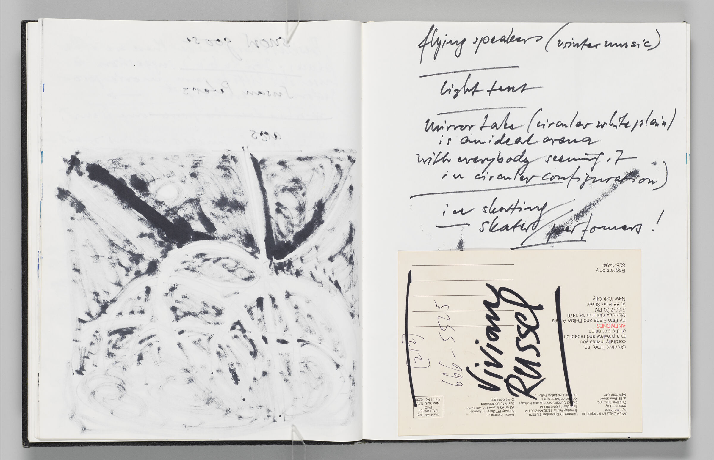 Untitled (Bleed-Through Of Previous Page, Left Page); Untitled (Notes And Adhered Card With Contact Information, Right Page)