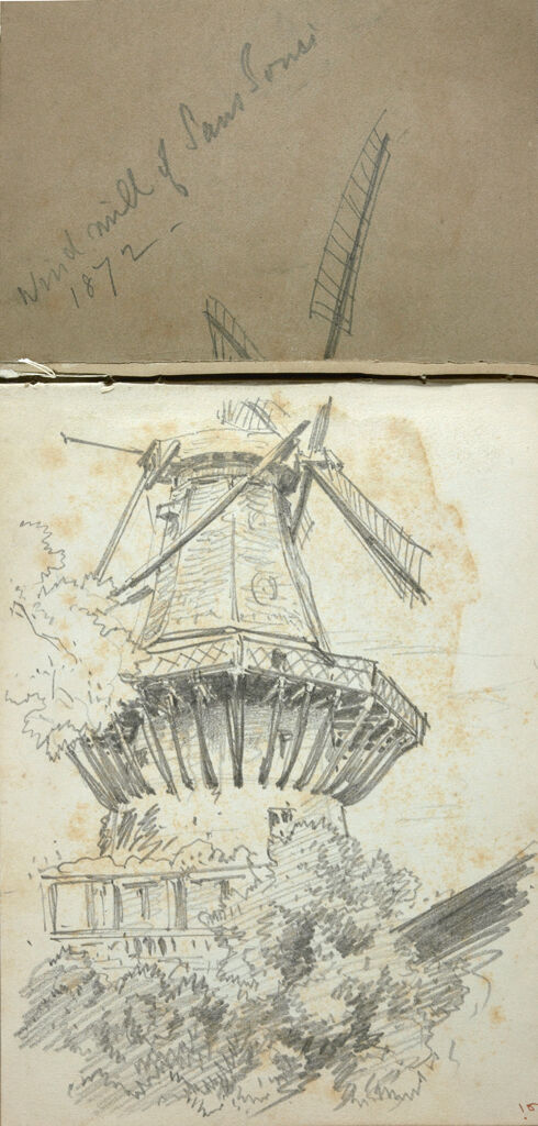 Windmill At Sanssouci; Verso: Figure And Head Studies