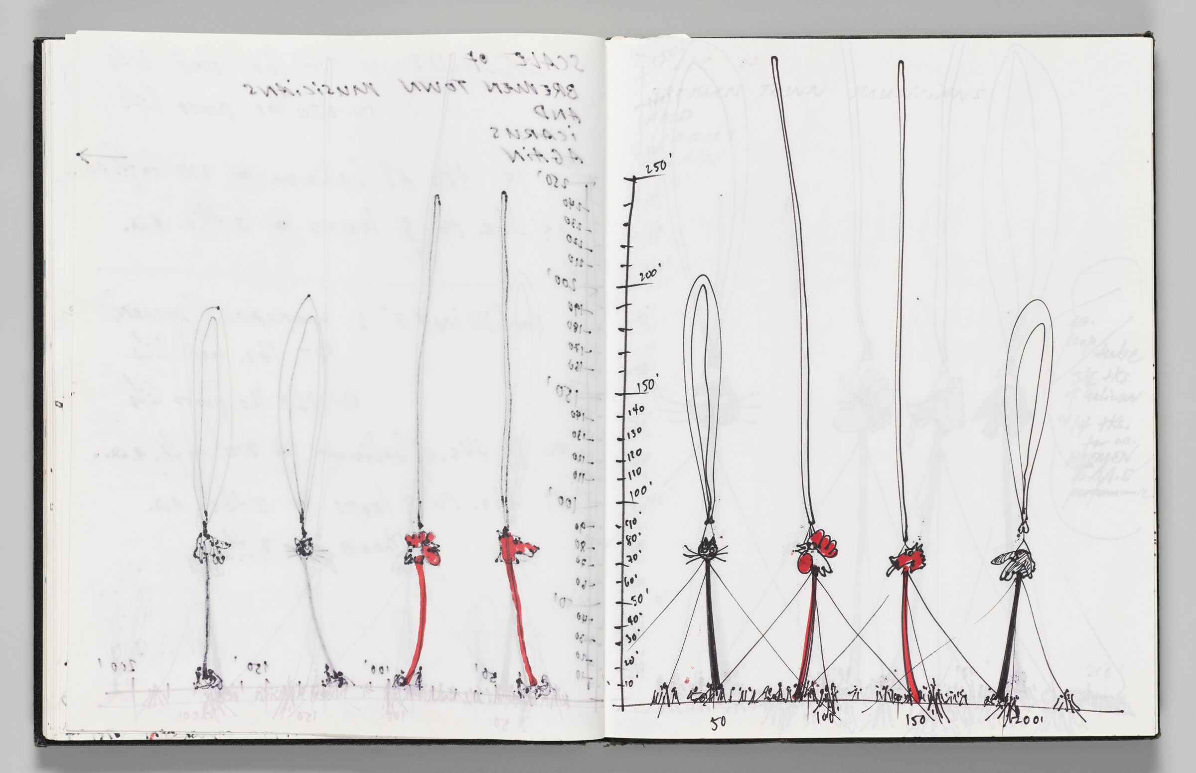 Untitled (Bleed-Through Of Previous Page, Left Page); Untitled (Scale Of Inflatable Projects, Right Page)