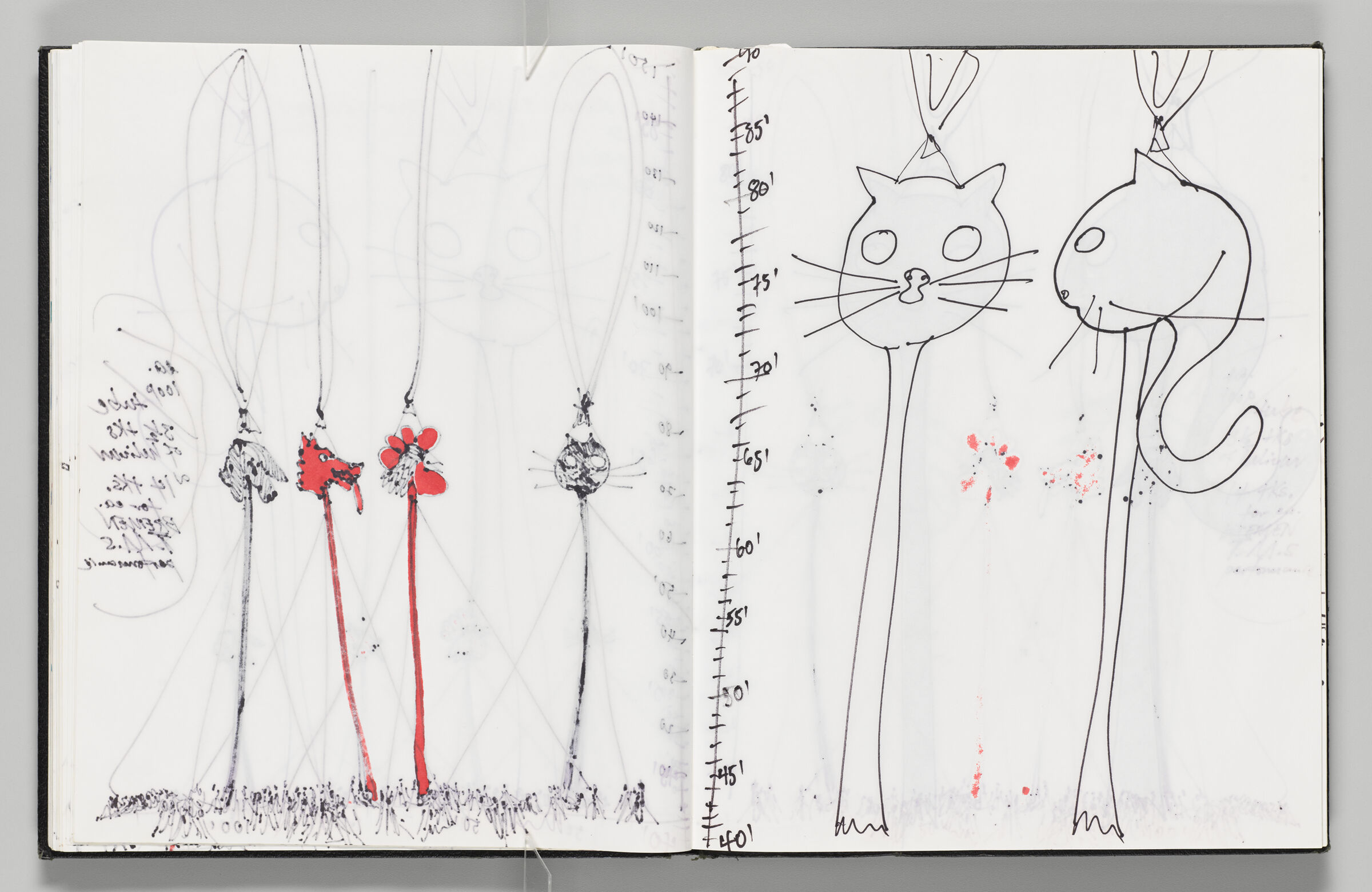 Untitled (Bleed-Through Of Previous Page, Left Page); Untitled (Scale Of Cat Inflatable With Color Transfer, Right Page)