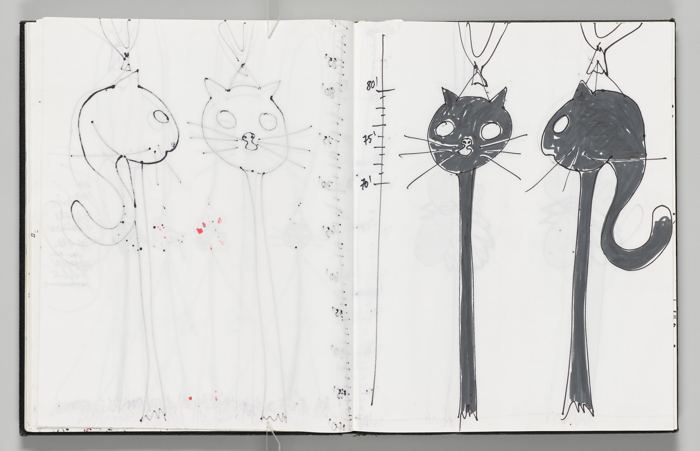 Untitled (Bleed-Through Of Previous Page, Left Page); Untitled (Scale Of Cat Inflatable, Right Page)