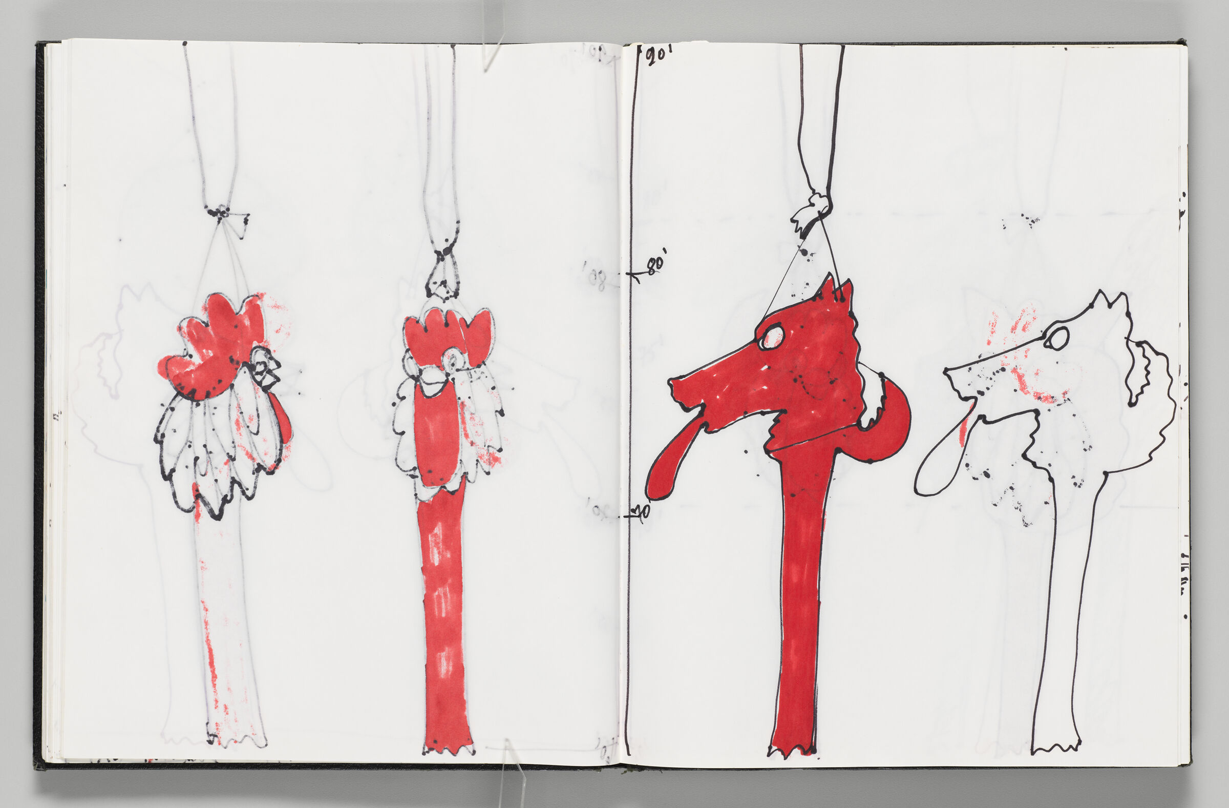 Untitled (Bleed-Through Of Previous Page, Left Page); Untitled (Scale Of Dog Inflatable With Faint Color Transfer, Right Page)