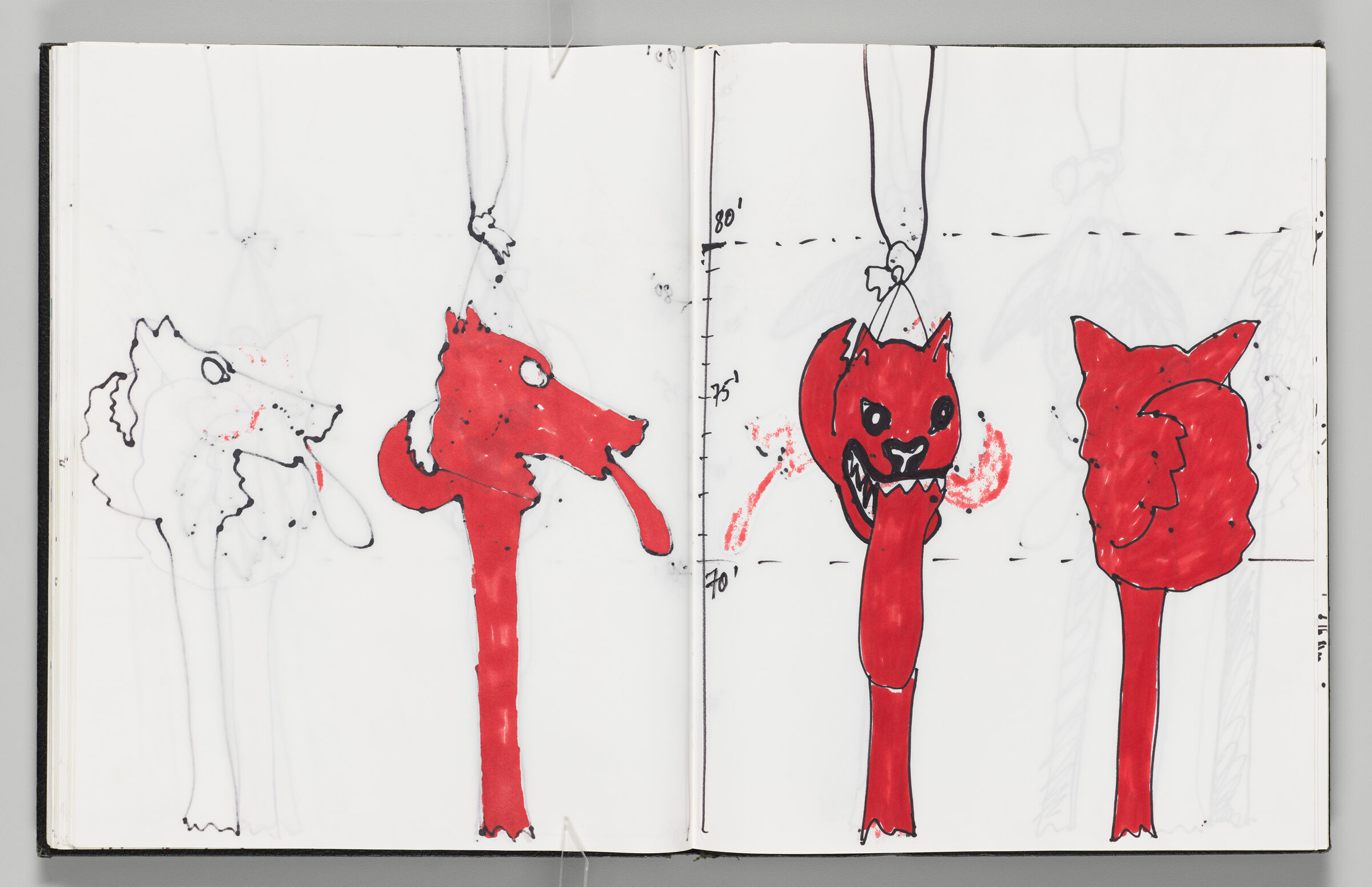 Untitled (Bleed-Through Of Previous Page, Left Page); Untitled (Scale Of Dog Inflatable With Faint Color Transfer, Right Page)