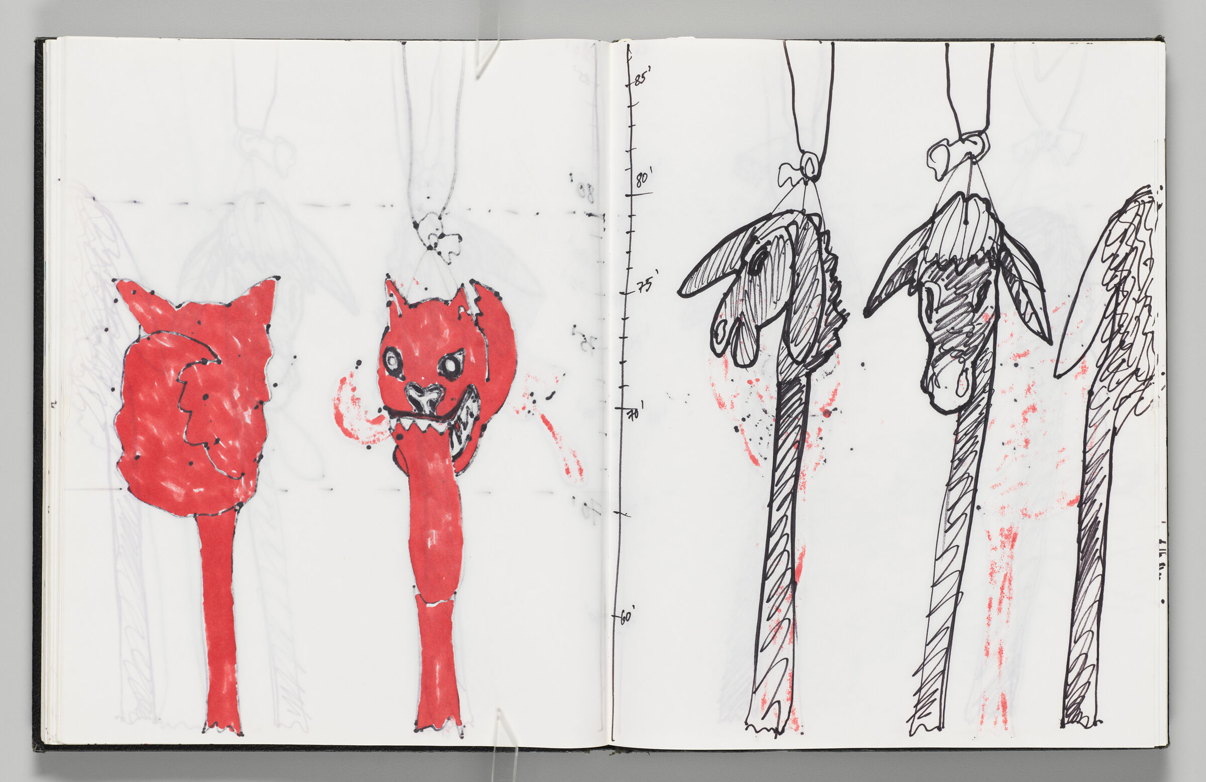 Untitled (Bleed-Through Of Previous Page, Left Page); Untitled (Scale Of Donkey Inflatable With Faint Color Transfer, Right Page)
