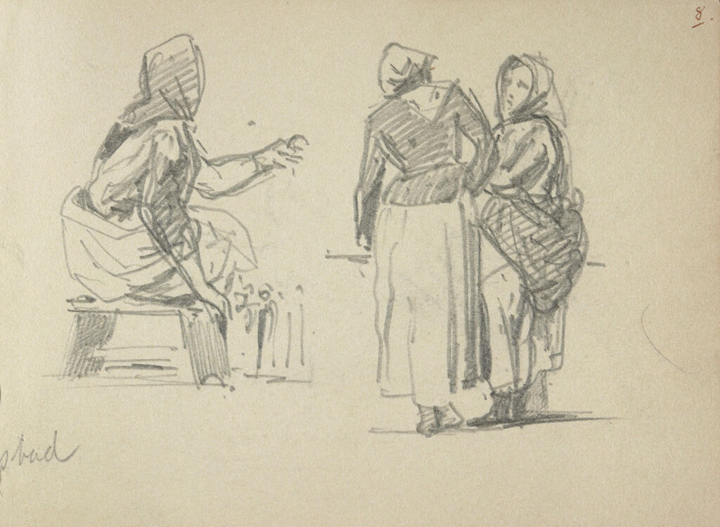 Three Women; Verso: Sketch Of A Woman Holding A Child