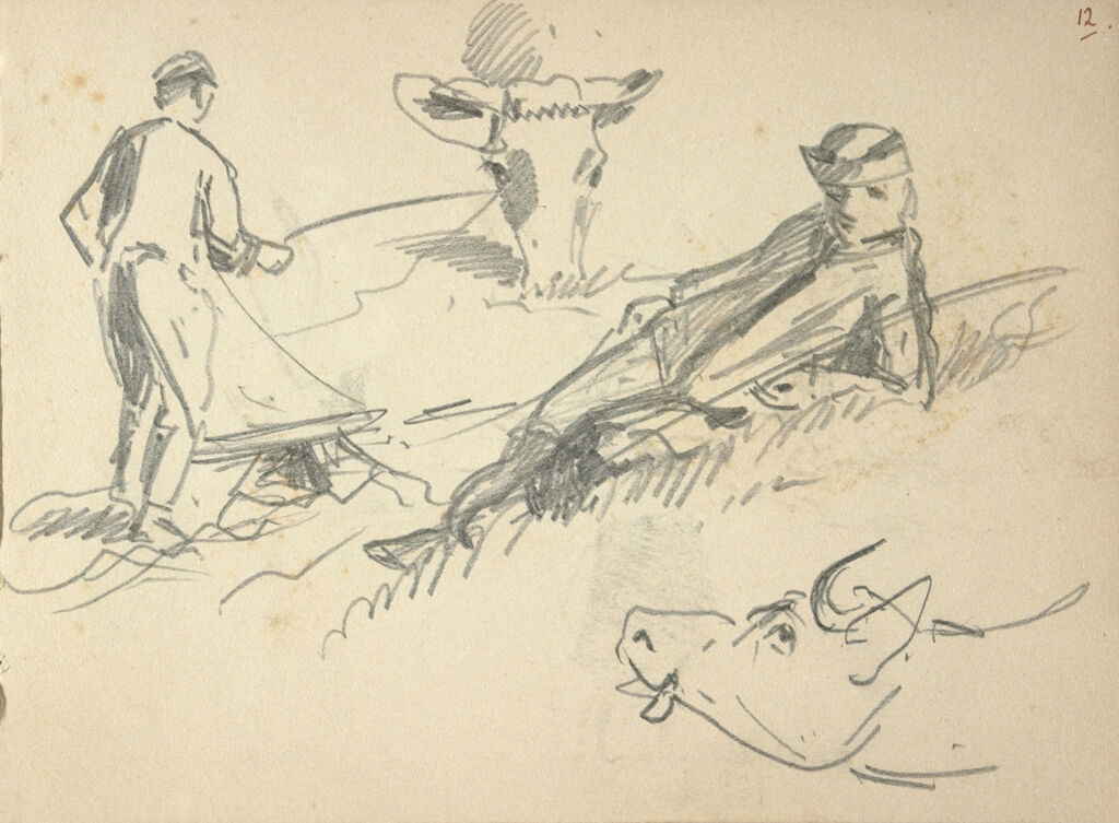 Studies Of Cows And Boys; Verso: Cowherd And Cows