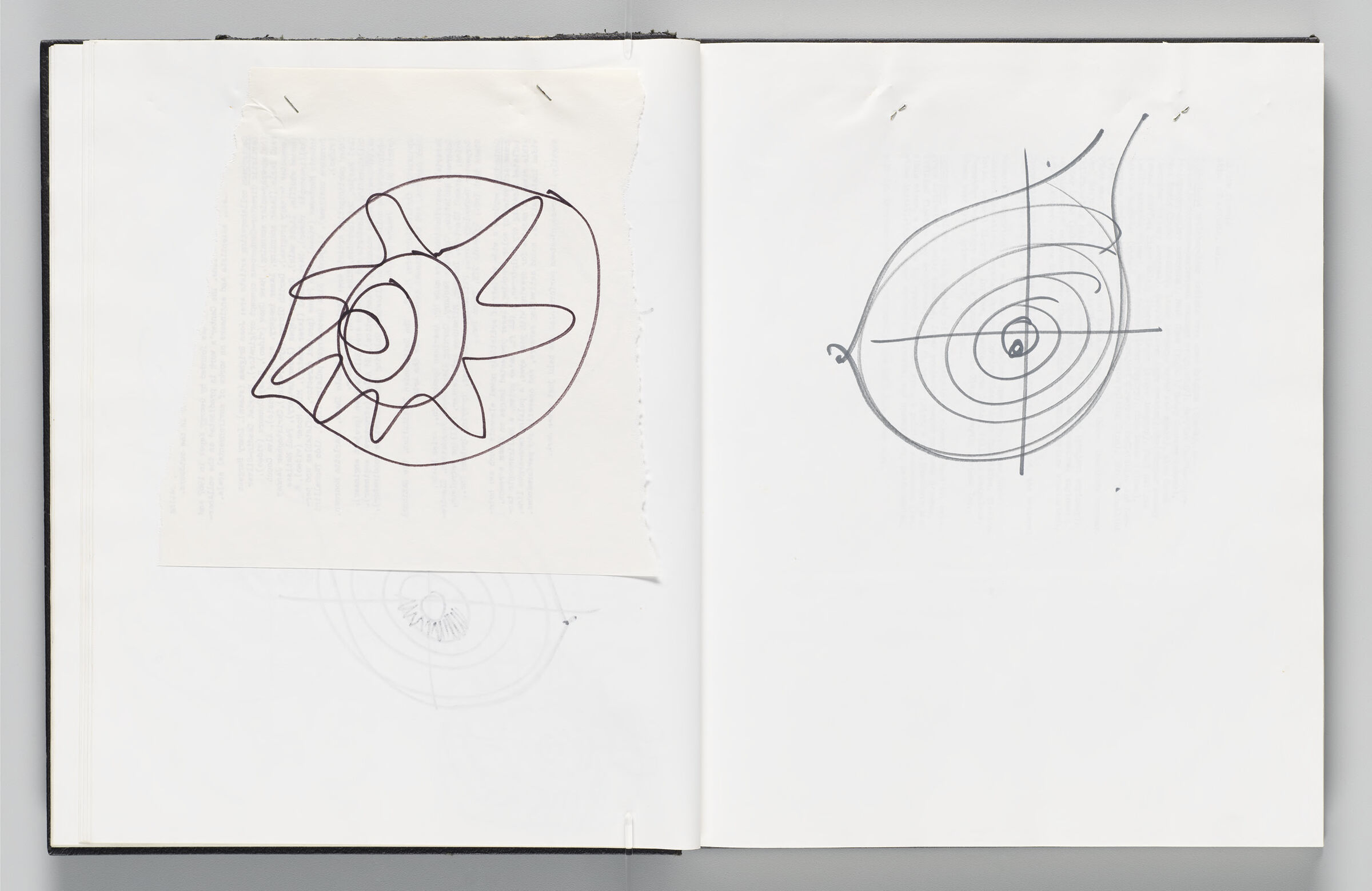 Untitled (Bleed-Through Of Previous Page With Stapled Sketch Of Eye, Left Page); Untitled (