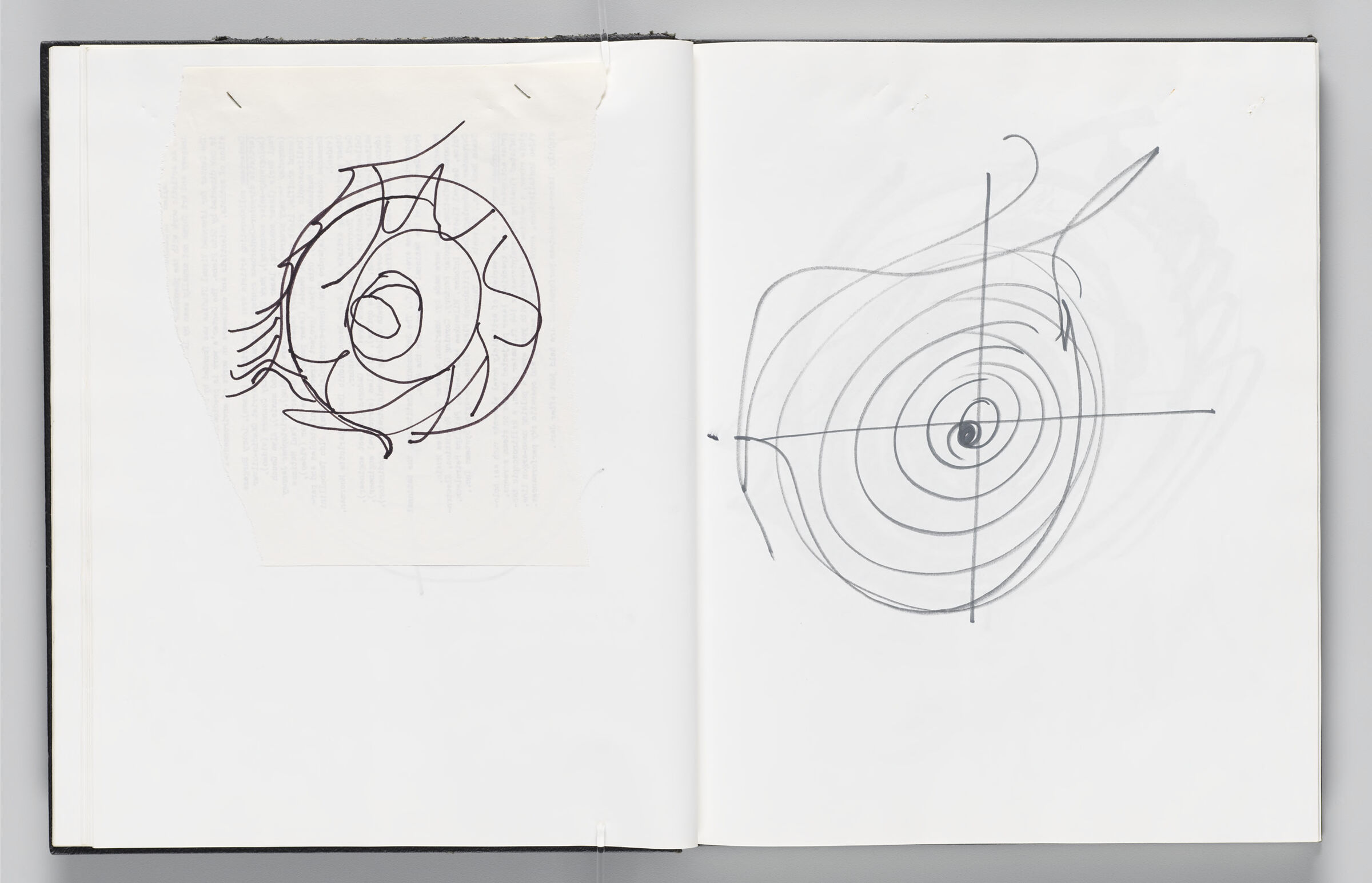 Untitled (Bleed-Through Of Previous Page With Stapled Sketch Of Eye, Left Page); Untitled (