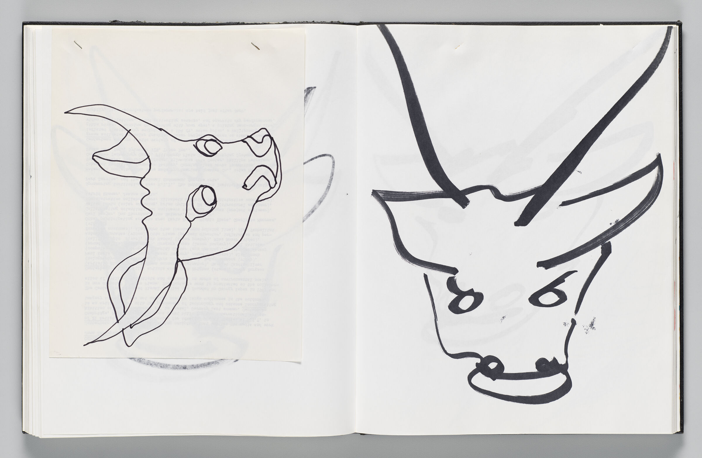 Untitled (Bleed-Through Of Previous Page With Stapled Sketch Of Minotaur Head, Left Page); Untitled (