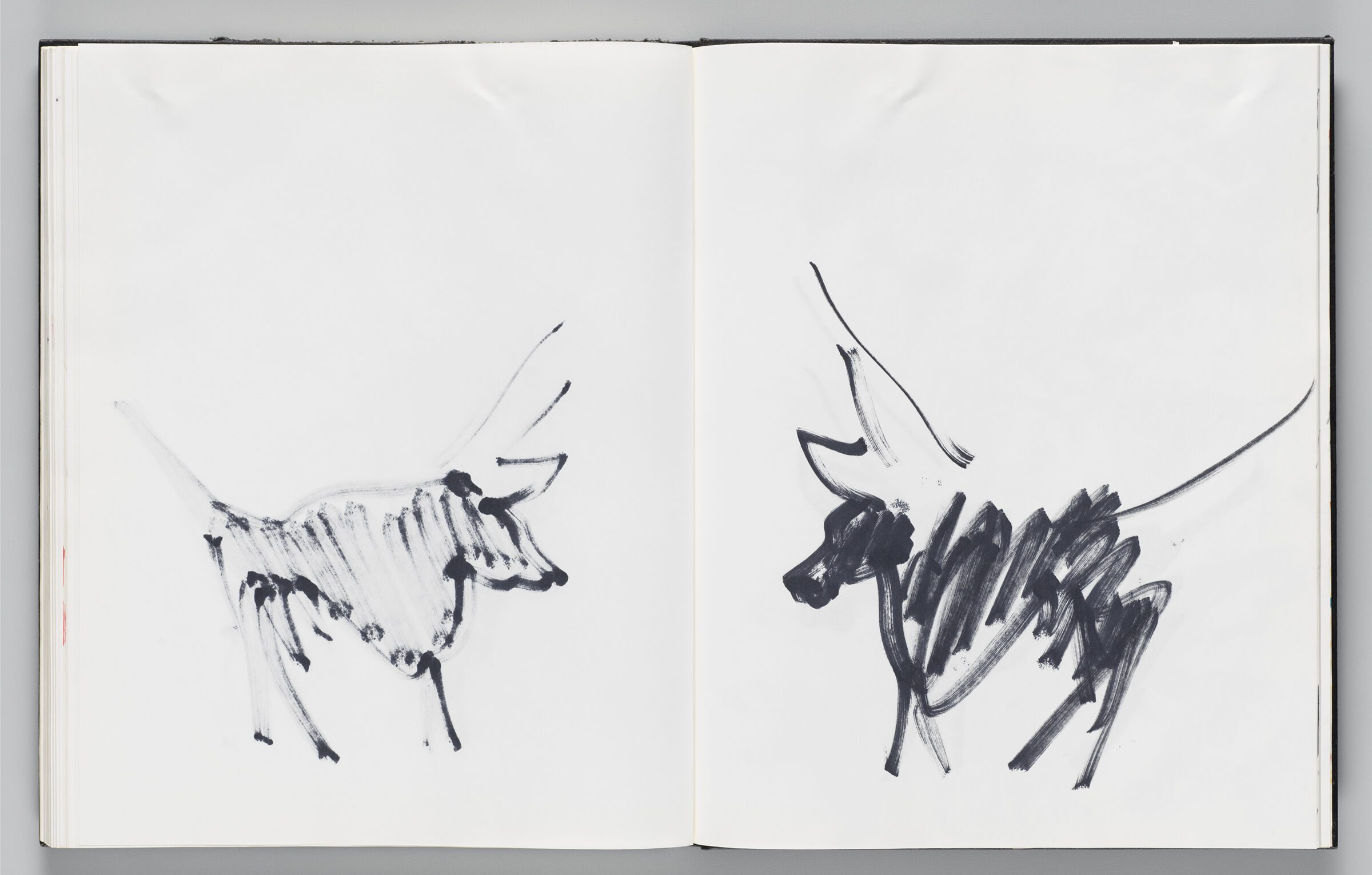 Uuntitled (Bleed-Through Of Previous Page, Left Page); Untitled (Minatour In Profile With Faint Color Transfer, Right Page)