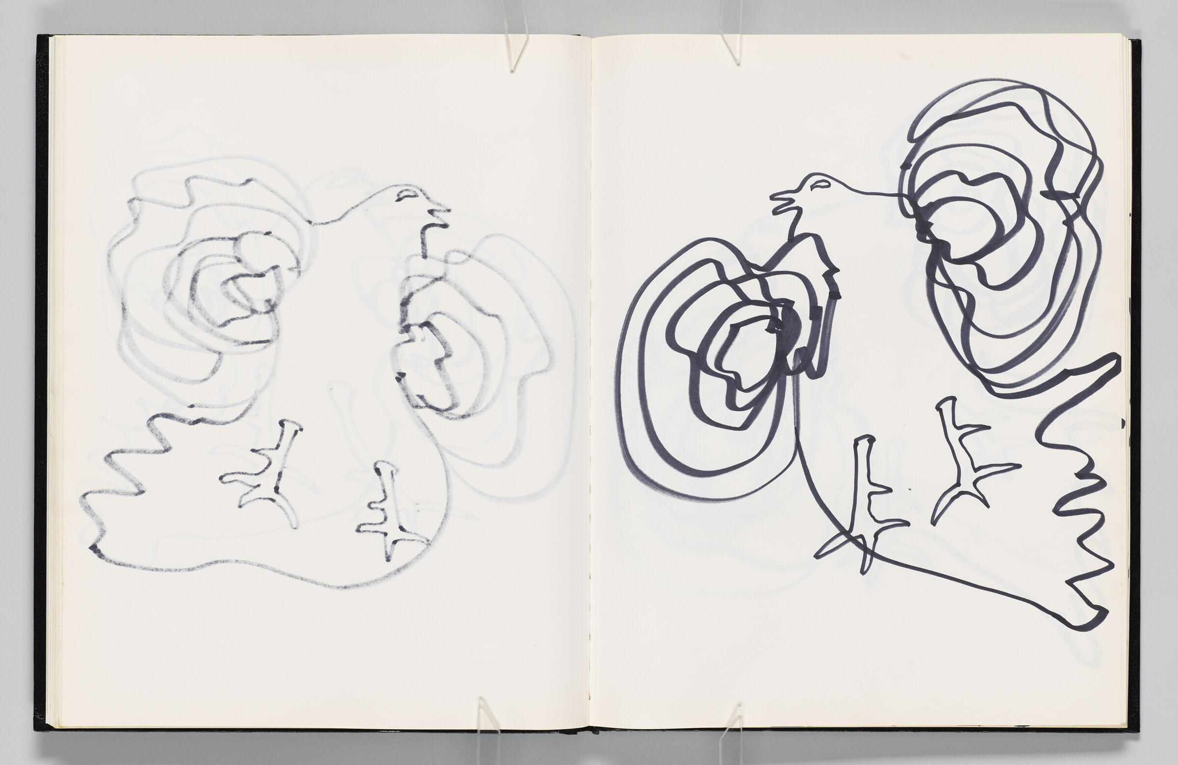 Untitled (Bleed-Through Of Previous Page, Left Page); Untitled (Bird, Right Page)