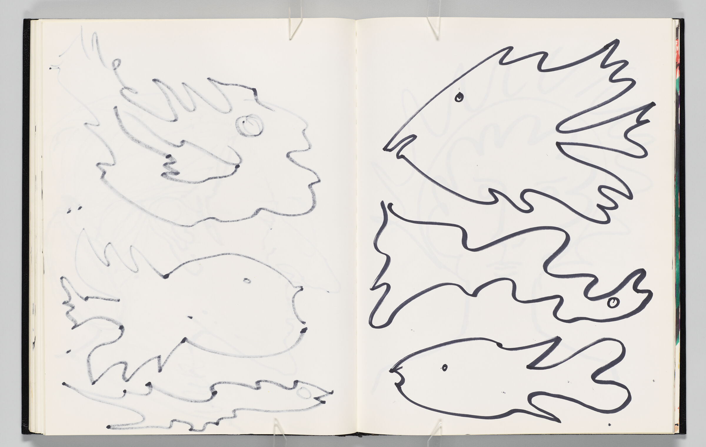 Untitled (Bleed-Through Of Previous Page, Left Page); Untitled (Fish, Right Page)