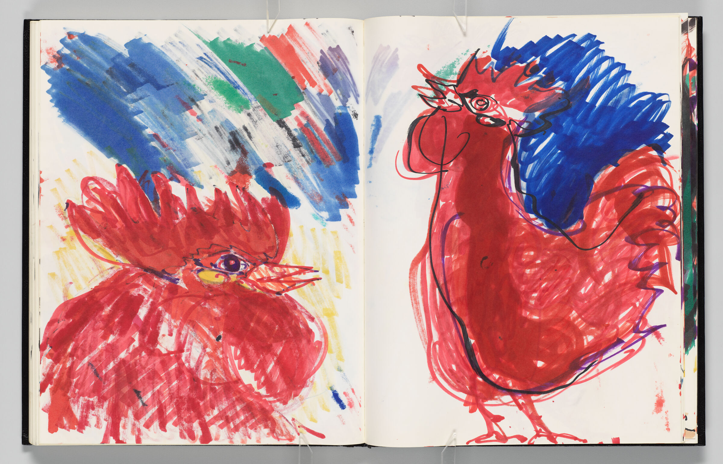 Untitled (Bleed-Through Of Previous Page, Left Page); Untitled (Rooster, Right Page)
