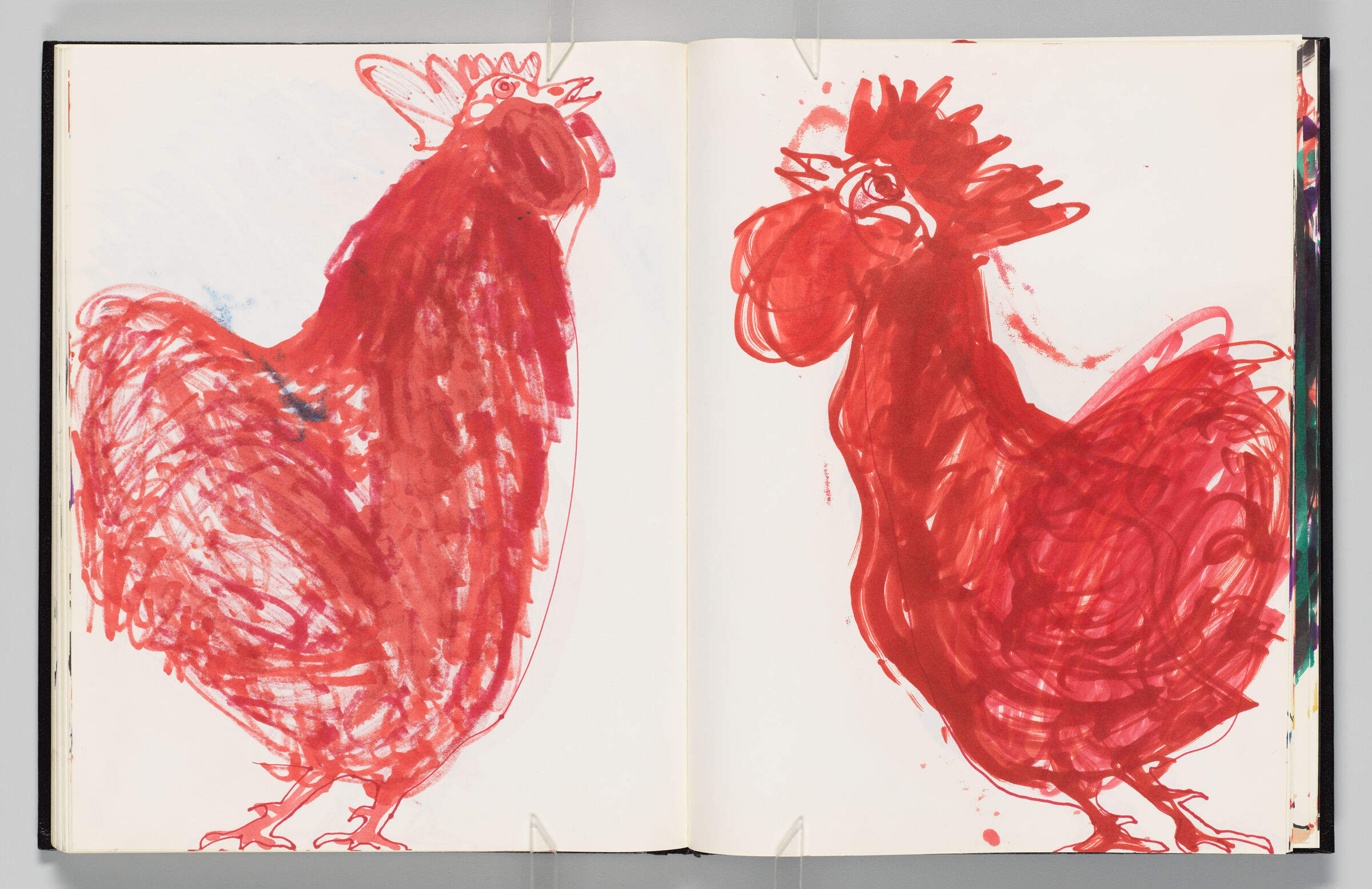 Untitled (Bleed-Through Of Previous Page, Left Page); Untitled (Red Rooster, Right Page)