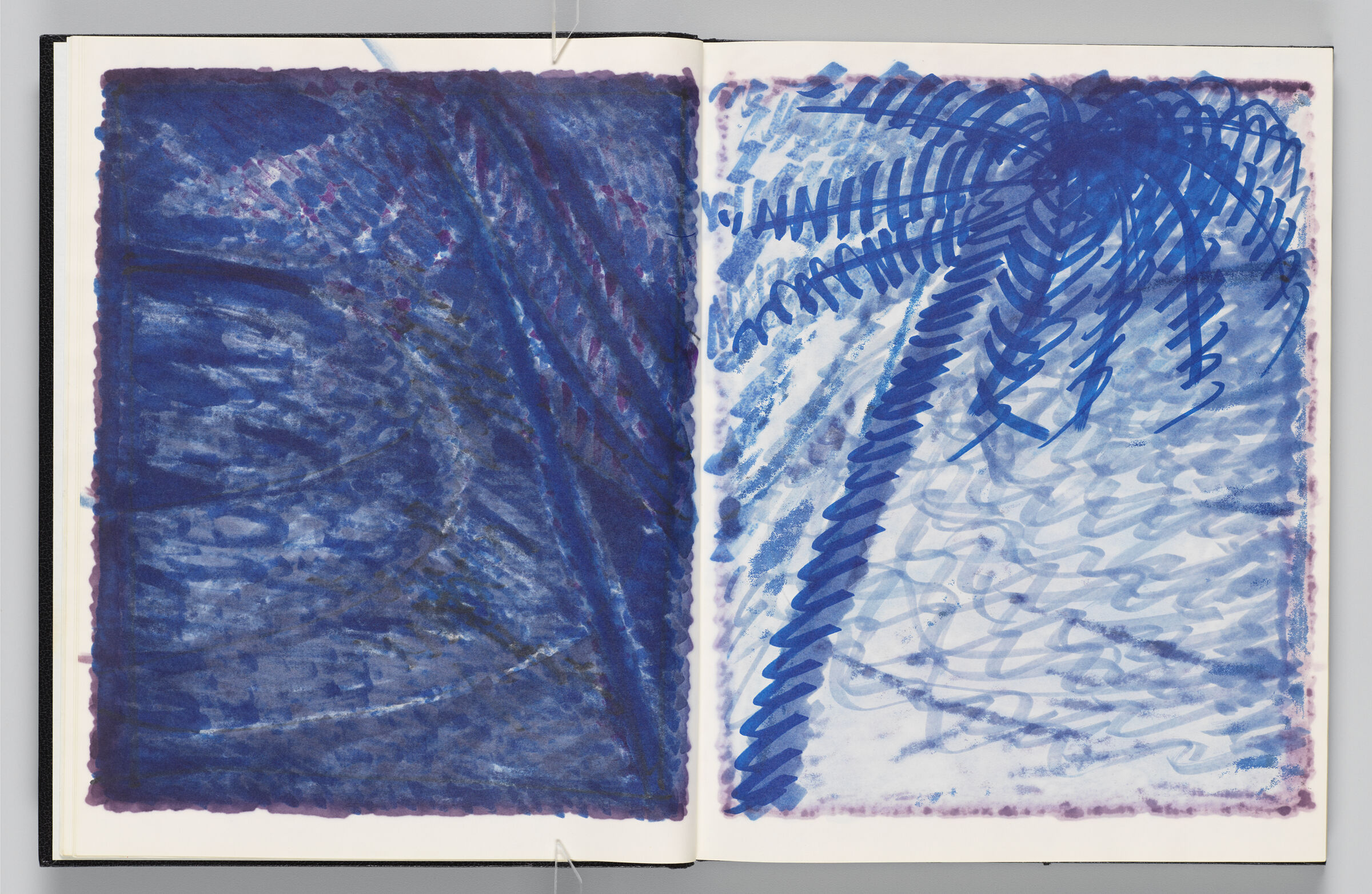Untitled (Bleed-Through Of Previous Page, Left Page); Untitled (Palm Tree Sketch Over Color Transfer, Right Page)