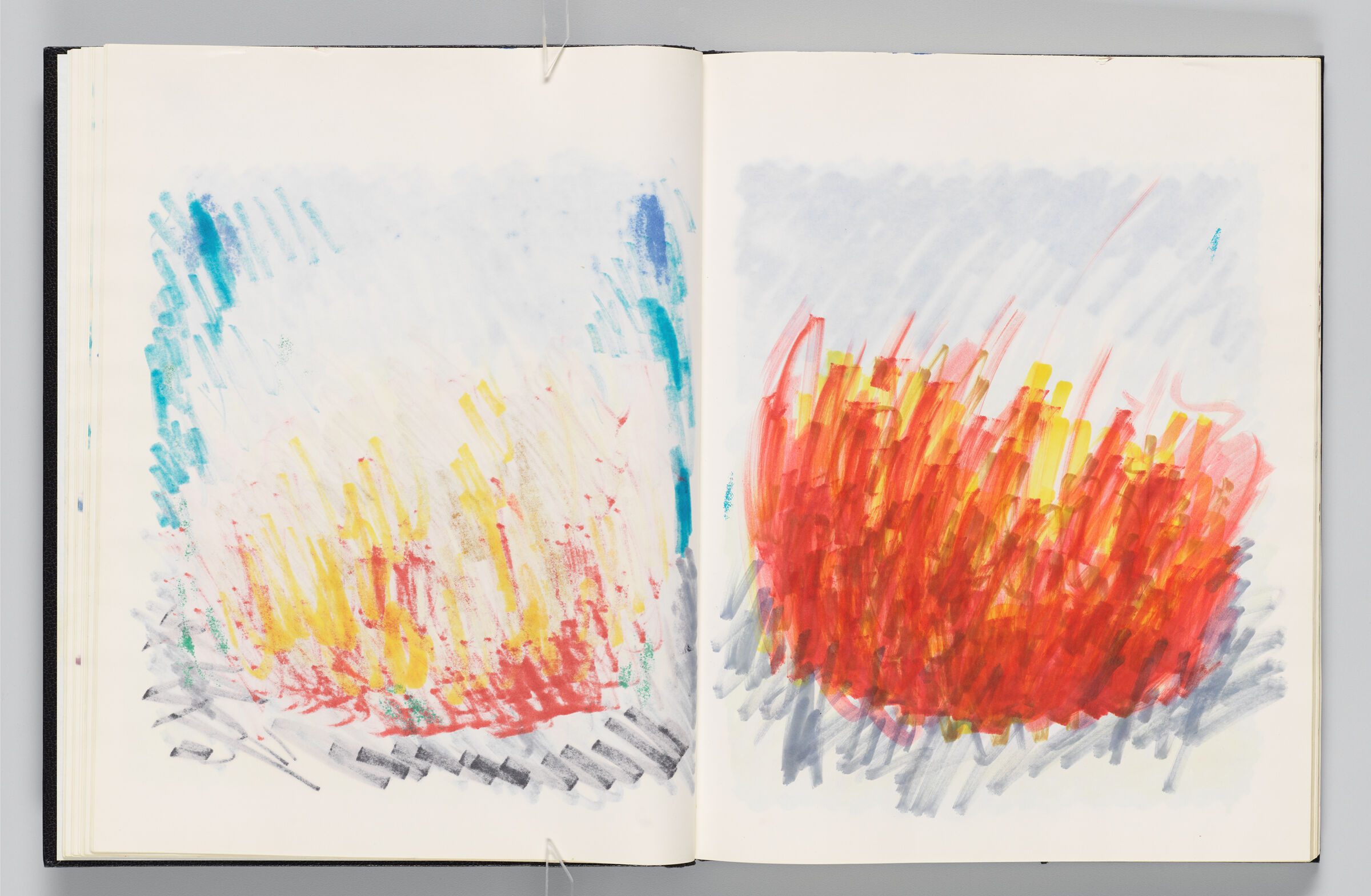 Untitled (Bleed-Through Of Previous Page, Left Page); Untitled (Abstract Sketch With Color Transfer, Right Page)