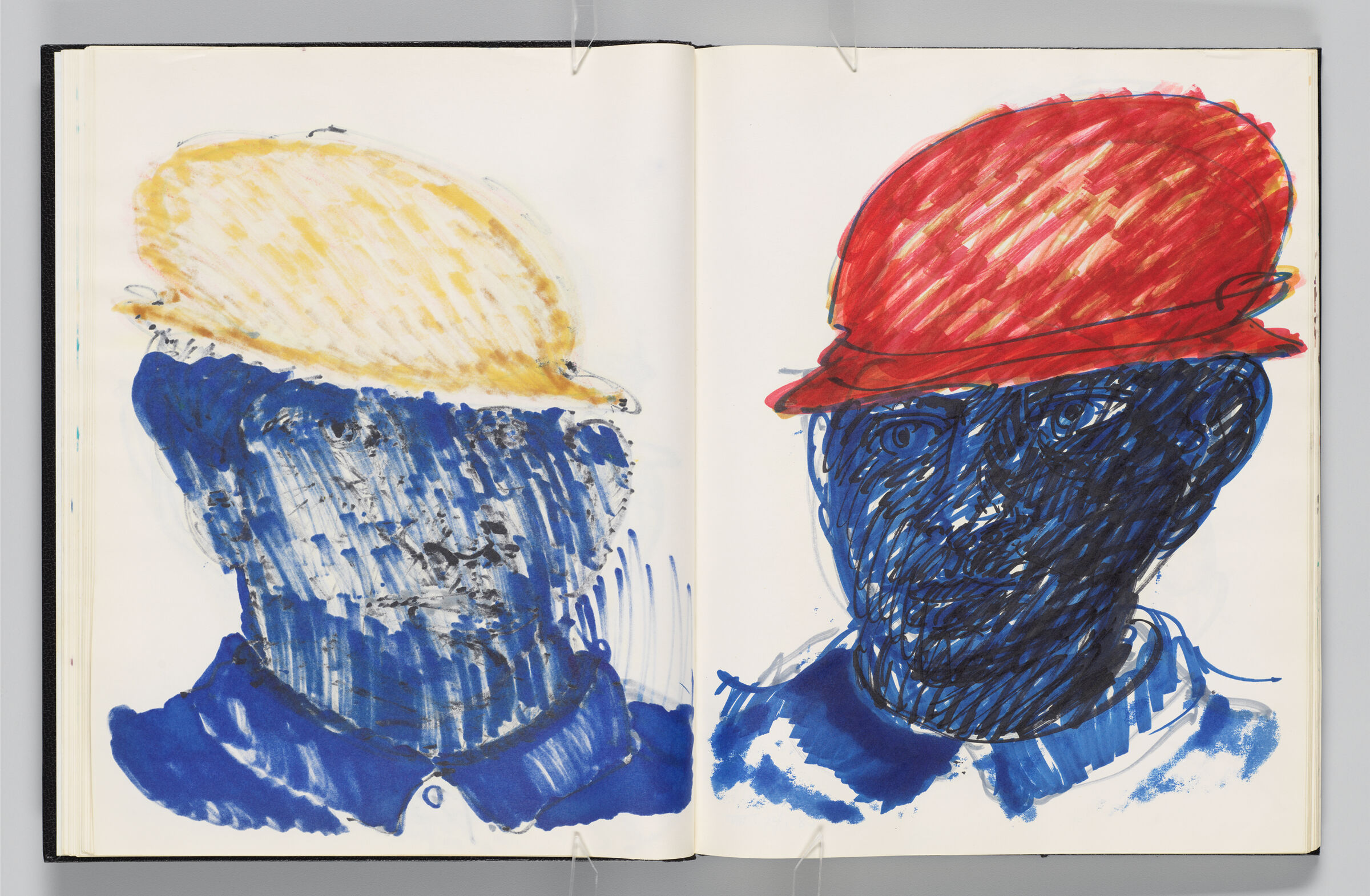Untitled (Bleed-Through Of Previous Page, Left Page); Untitled (Portrait Of Male Figure With Color Transfer, Right Page)