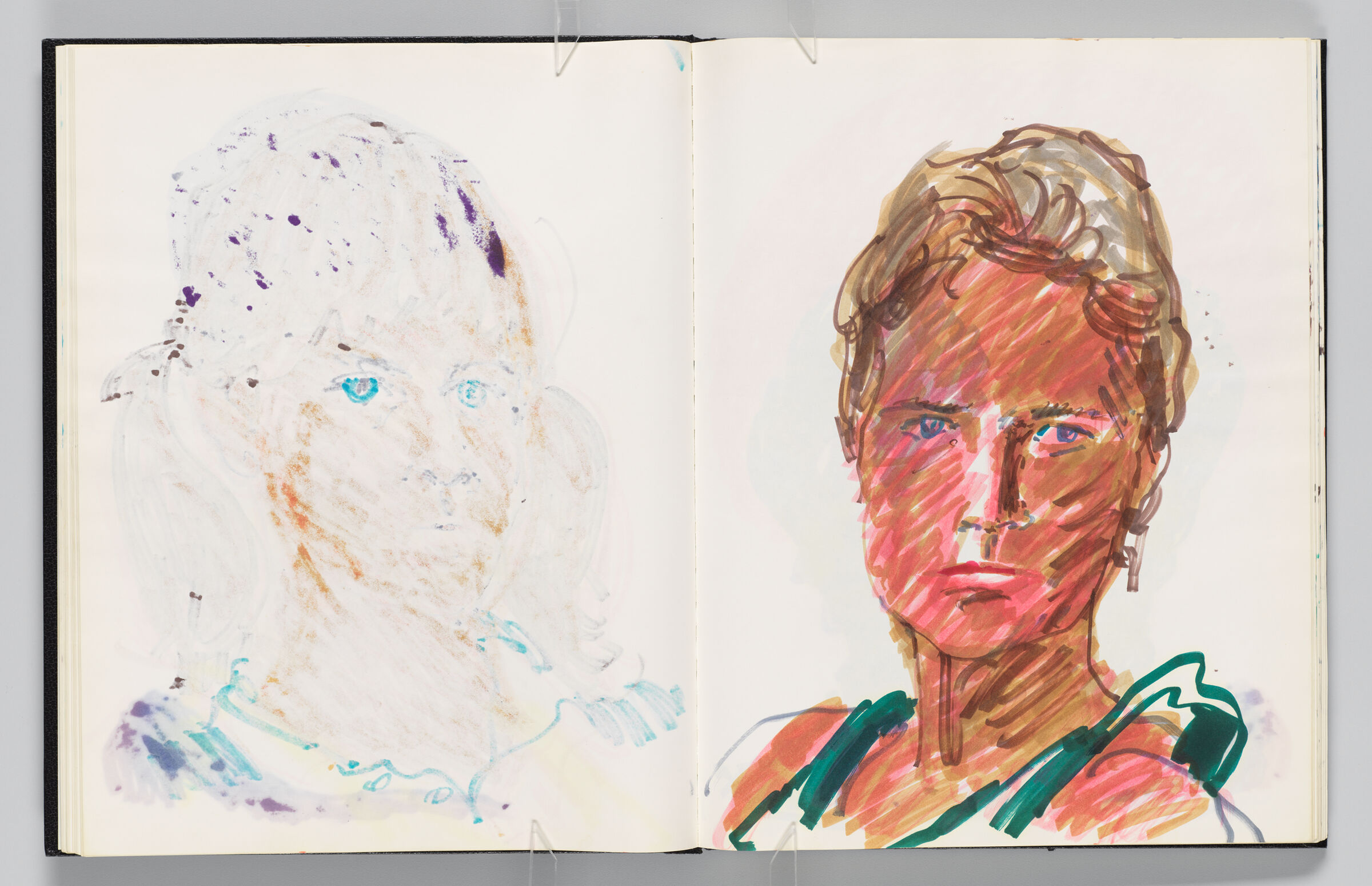 Untitled (Bleed-Through Of Previous Page, Left Page); Untitled (Portrait Of Female Figure (Elizabeth?), Right Page)