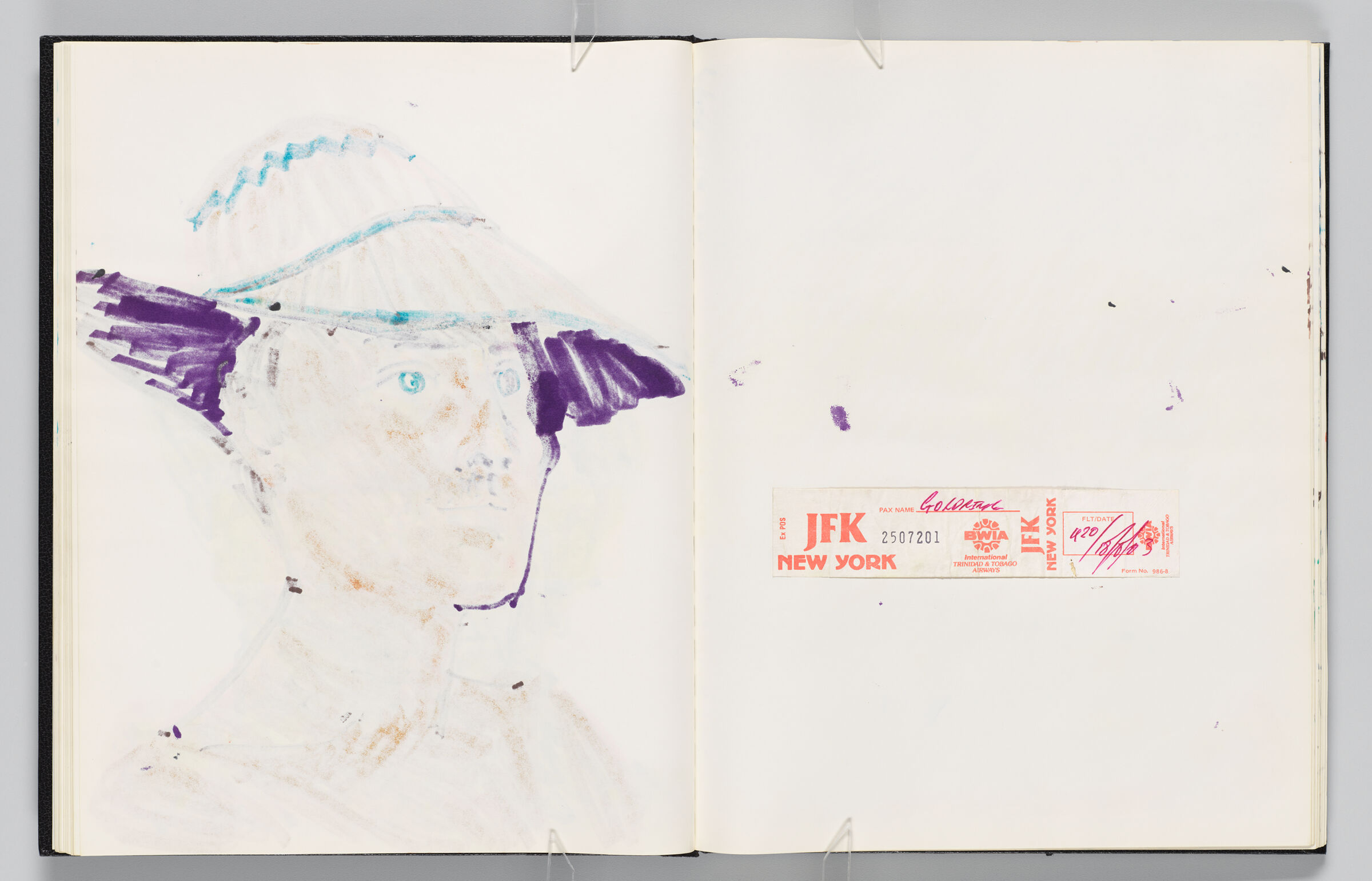 Untitled (Bleed-Through Of Previous Page, Left Page); Untitled (Luggage Tag, Right Page)