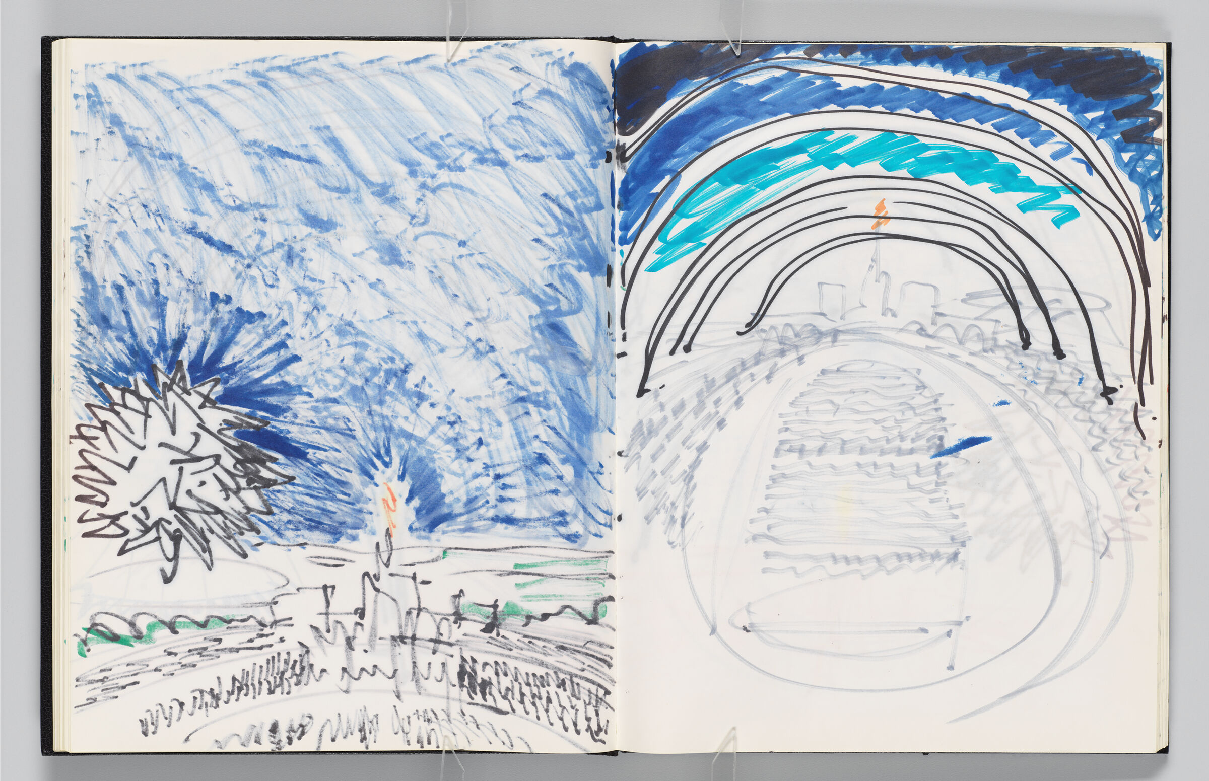 Untitled (Bleed-Through Of Previous Page, Left Page); Untitled (Rainbows Over Track, Right Page)