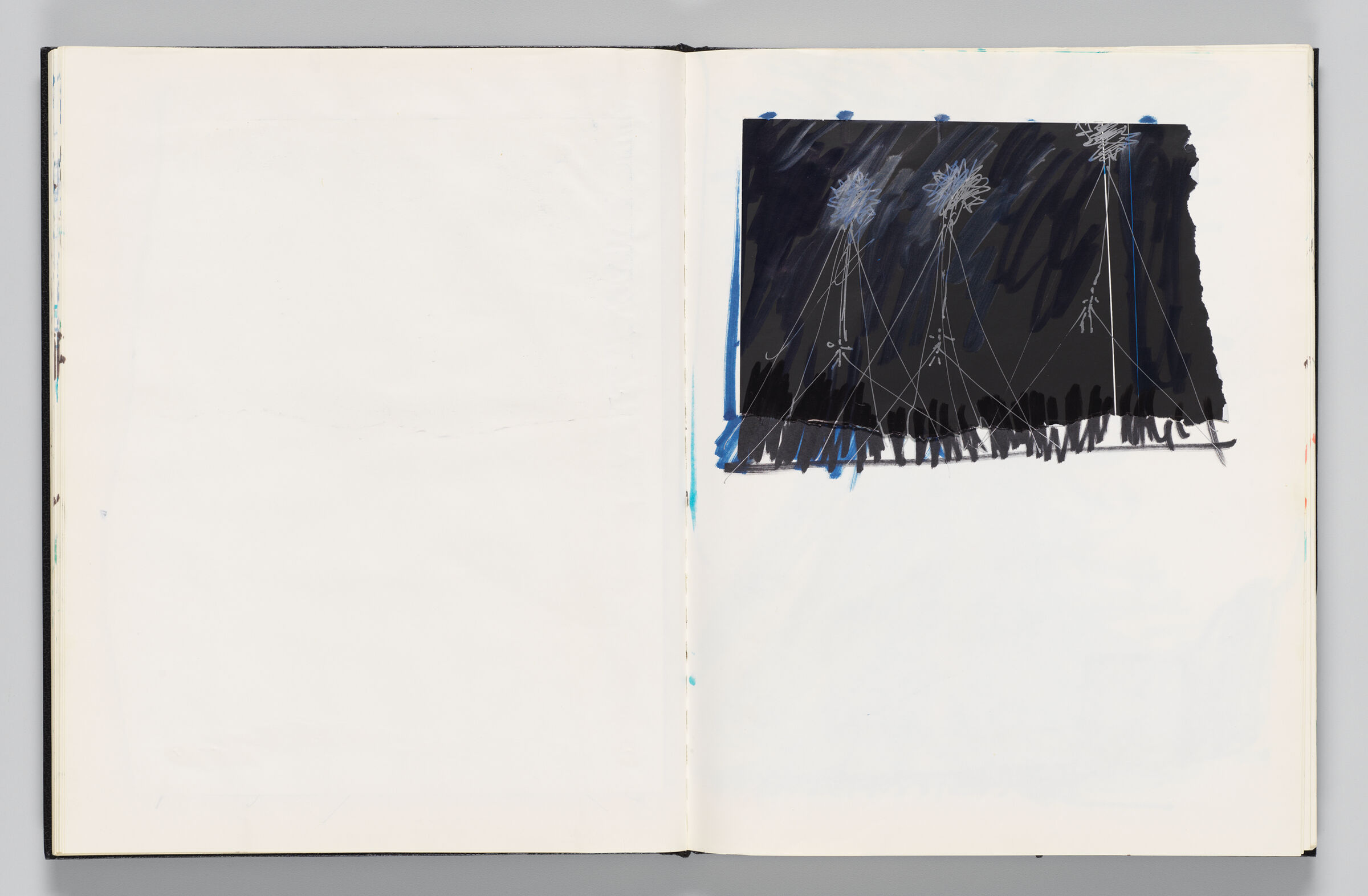 Untitled (Blank, Left Page); Untitled (Inflatables Attached To Figures On Pasted-In Paper, Right Page)