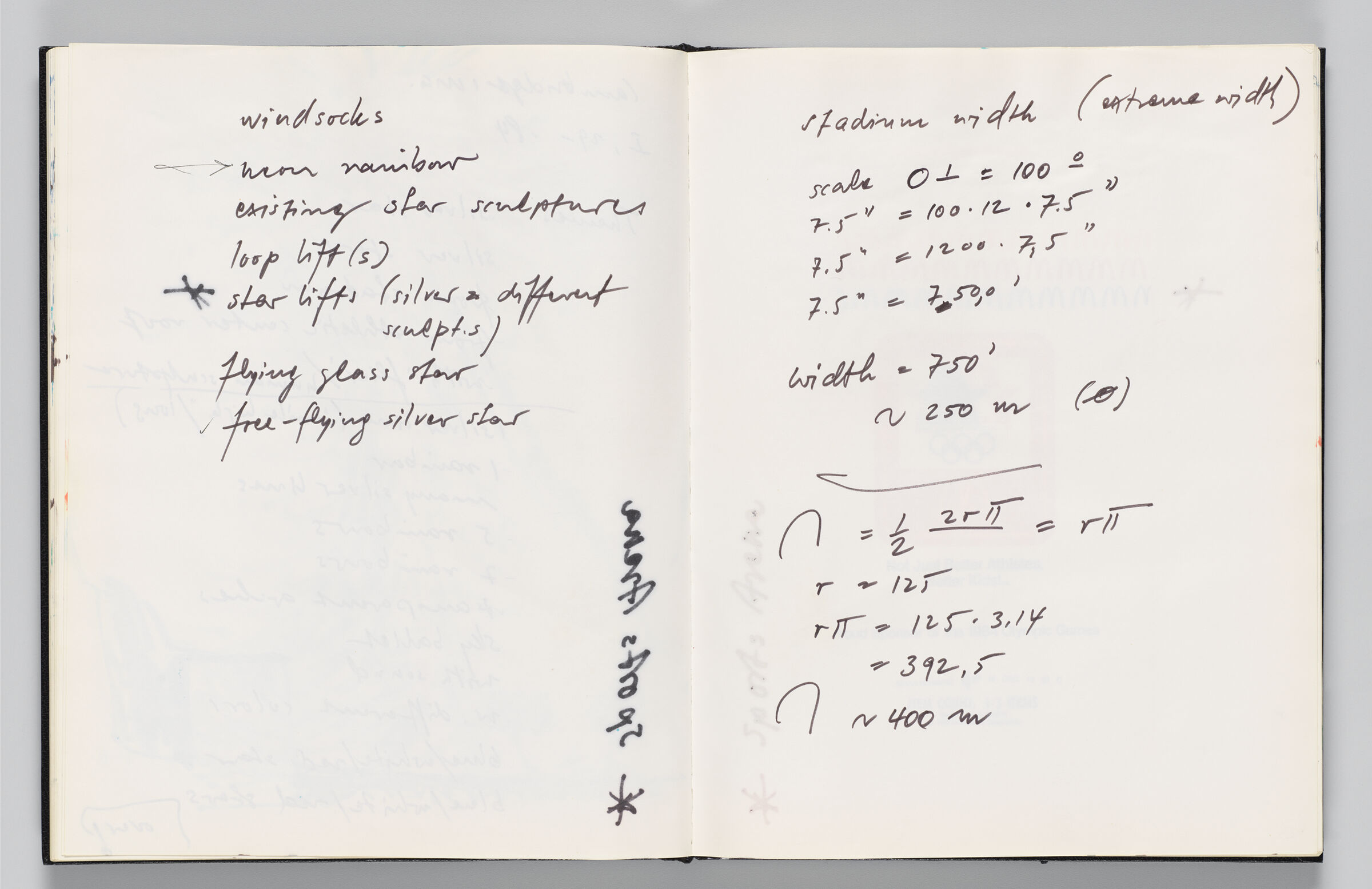 Untitled (Notes And Bleed-Through Of Previous Page, Left Page); Untitled (Notes And Color Transfer, Right Page)