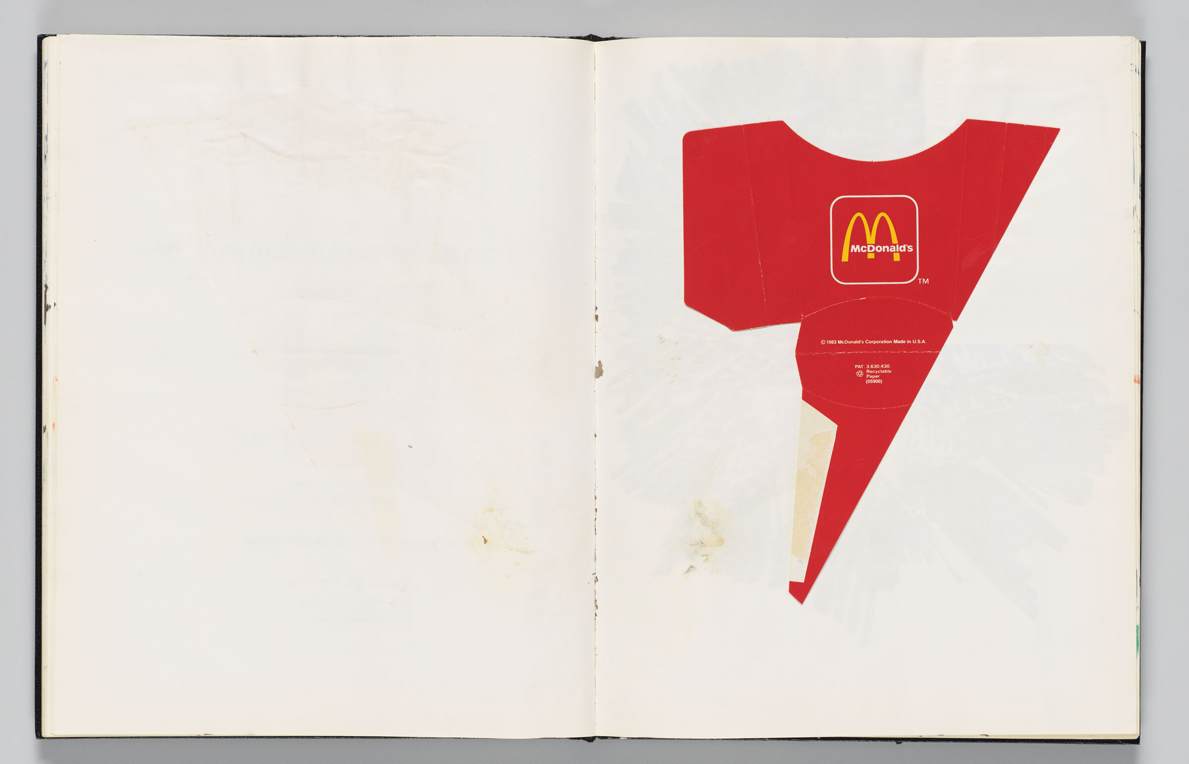Untitled (Bleed-Through Of Previous Page, Left Page); Untitled (Adhered Mcdonald's French Fry Box, Right Page)