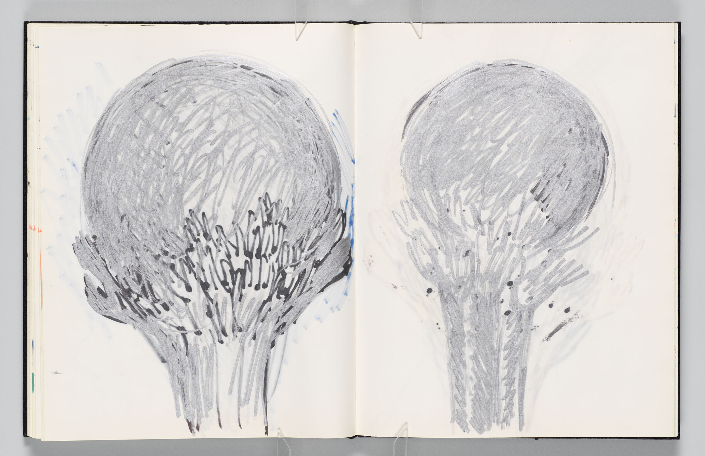 Untitled (Hands Holding Globe And Bleed-Through Of Previous Page, Left Page); Untitled (Hands Holding Globe, Right Page)