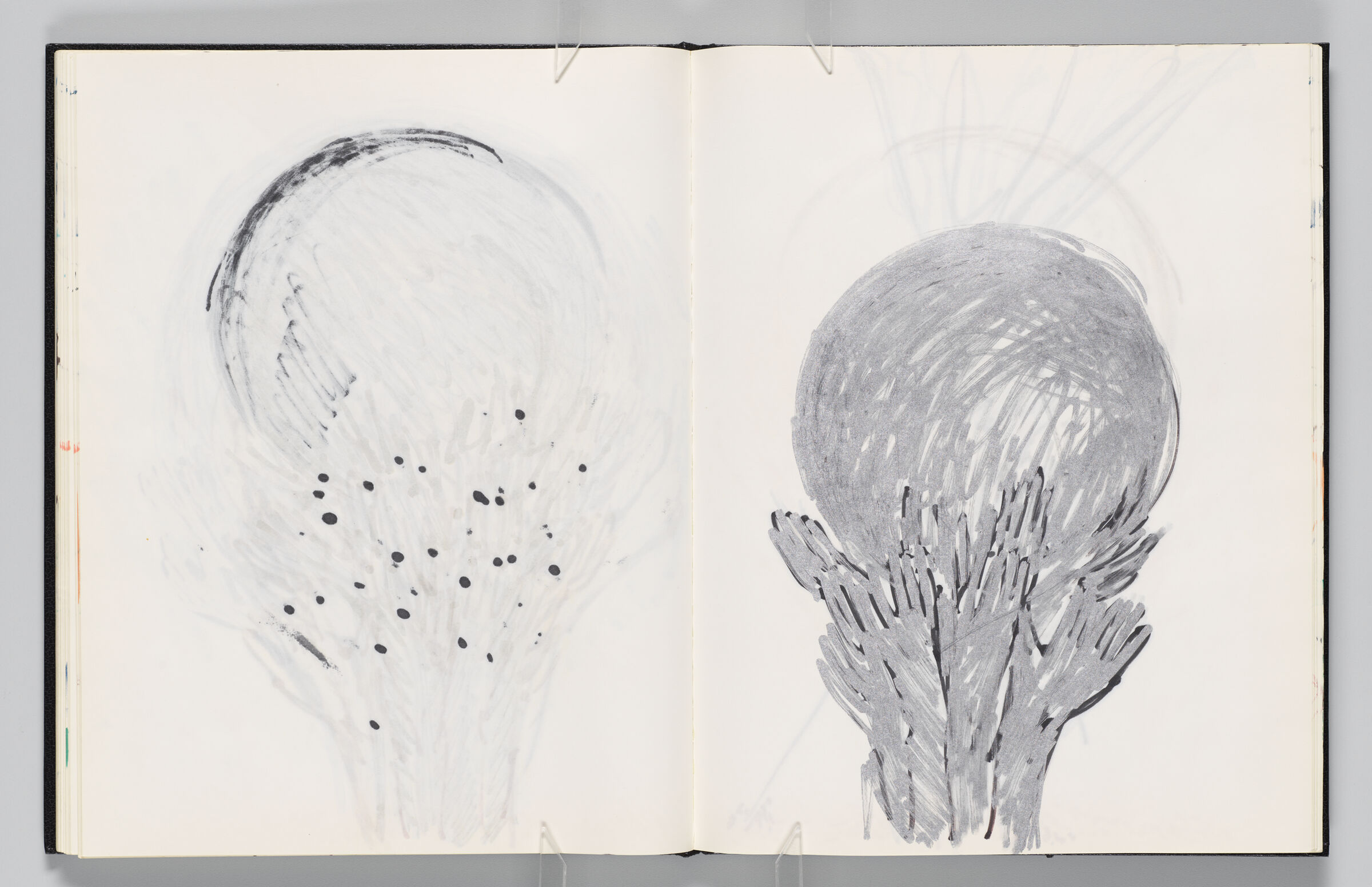 Untitled (Bleed-Through Of Previous Page, Left Page); Untitled (Hands Holding Globe, Right Page)