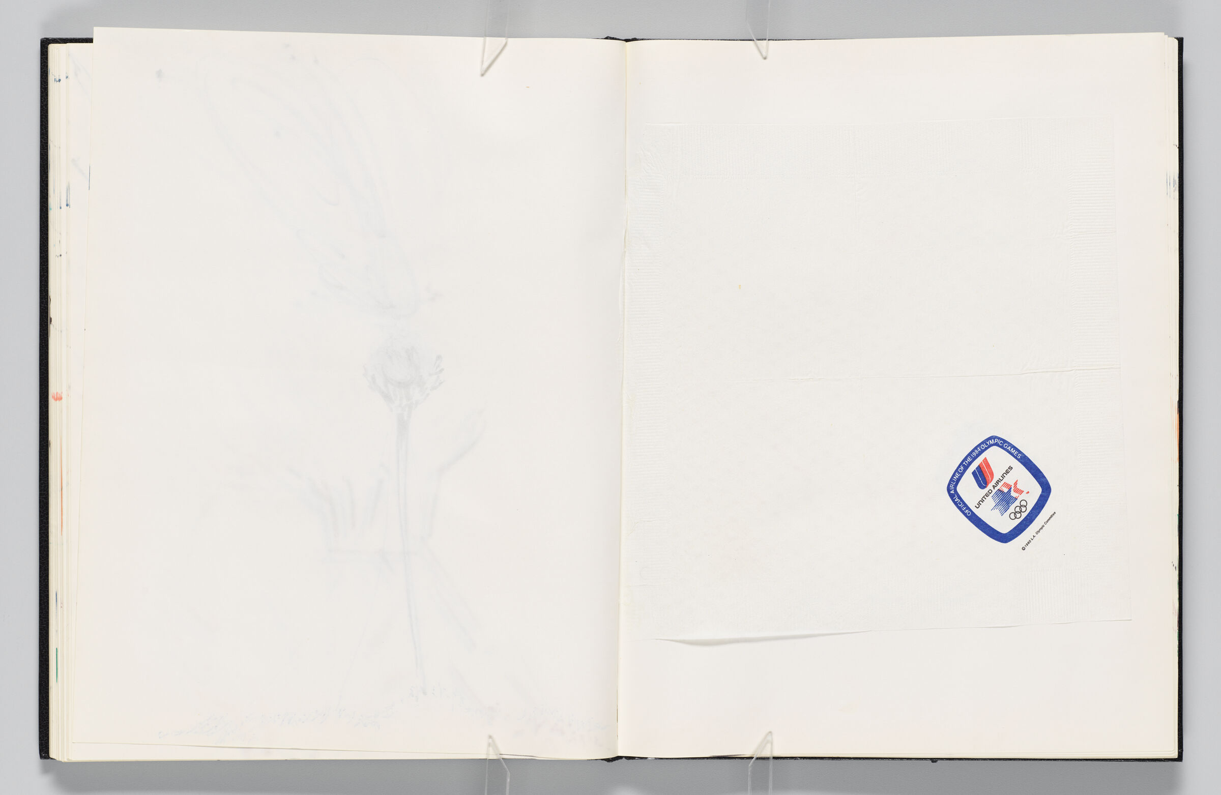 Untitled (Bleed-Through Of Previous Page, Left Page); Untitled (United Airlines Olympic Napkin, Right Page)