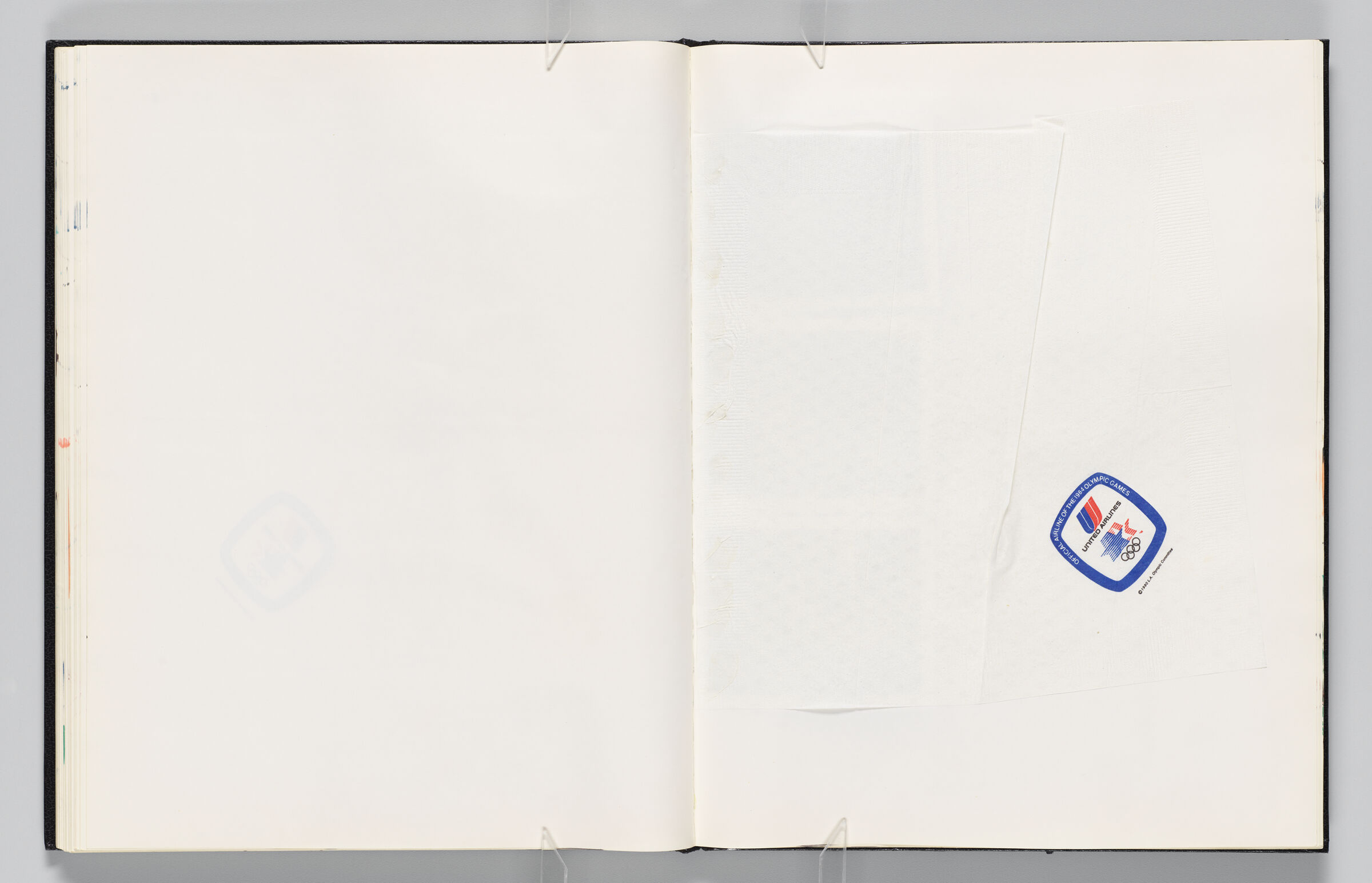 Untitled (Blank, Left Page); Untitled (United Airlines Olympic Napkin, Right Page)