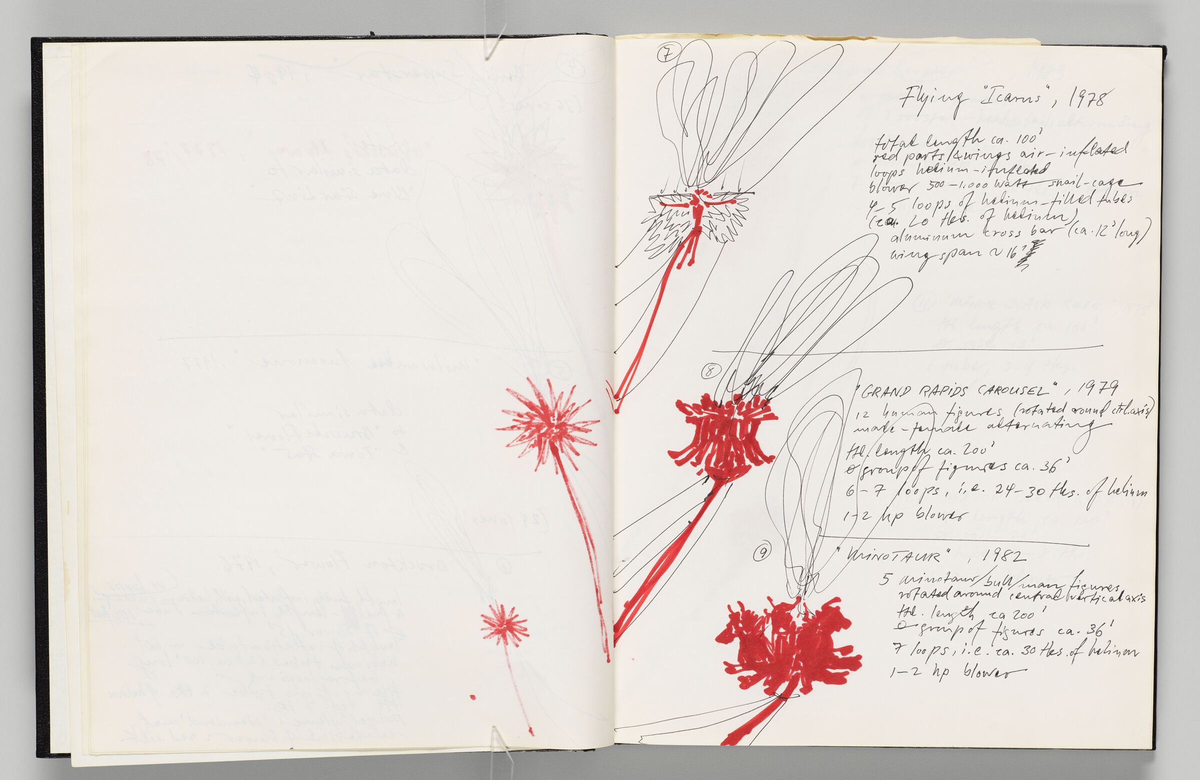 Untitled (Bleed-Through Of Previous Page, Left Page); Untitled (Notes With Small Sketches Of Inflatables, Right Page)