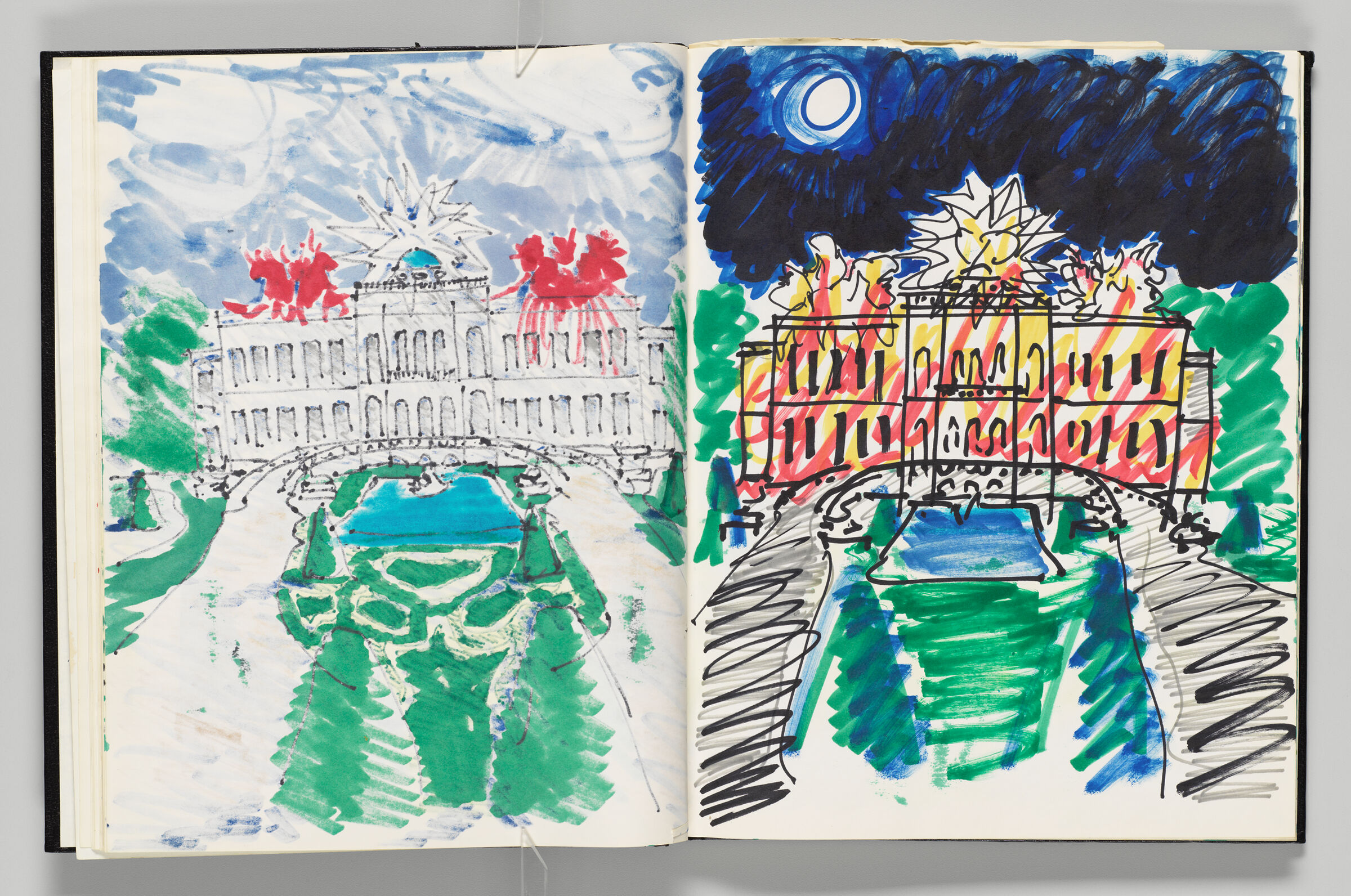 Untitled (Bleed-Through Of Previous Page, Left Page); Untitled (Schloss Klessheim Under Moonlight, Right Page)