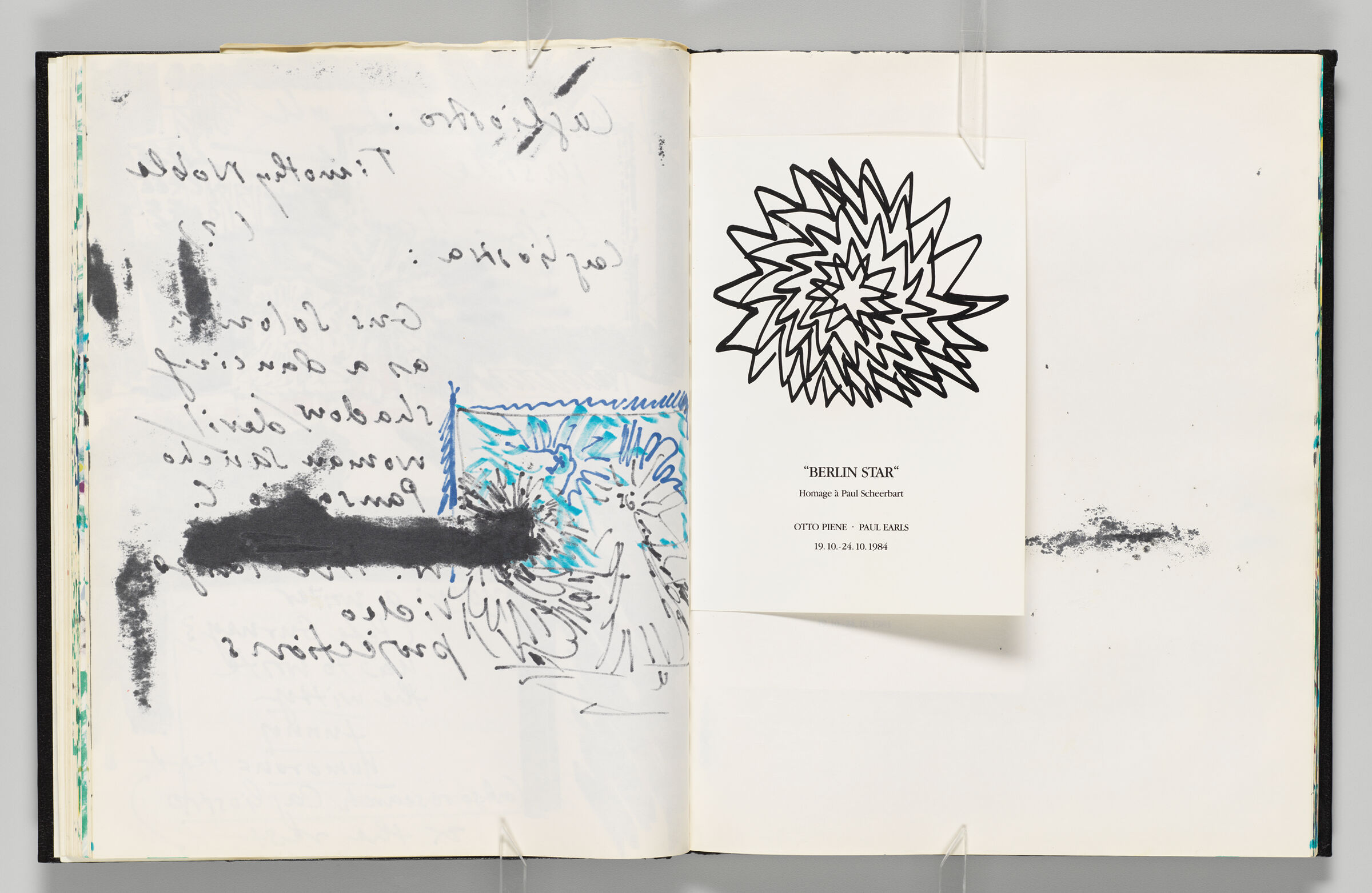 Untitled (Bleed-Through Of Previous Page, Left Page); Untitled (Blank With Color Transfer And Pasted-In Invitation, Right Page)