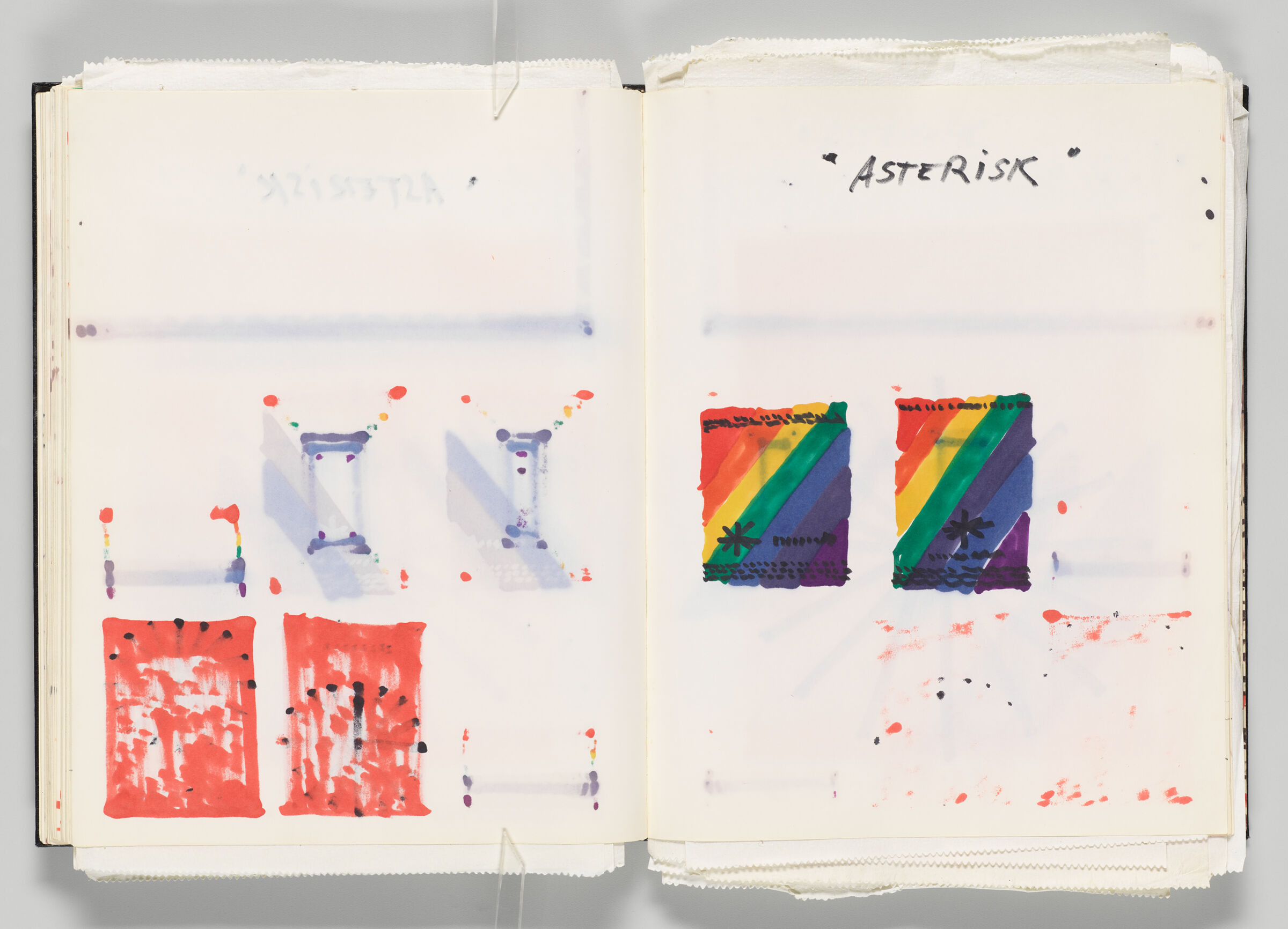 Untitled (Bleed-Through Of Previous Page, Left Page); Untitled (C.a.v.s. Poster Designs, Right Page)