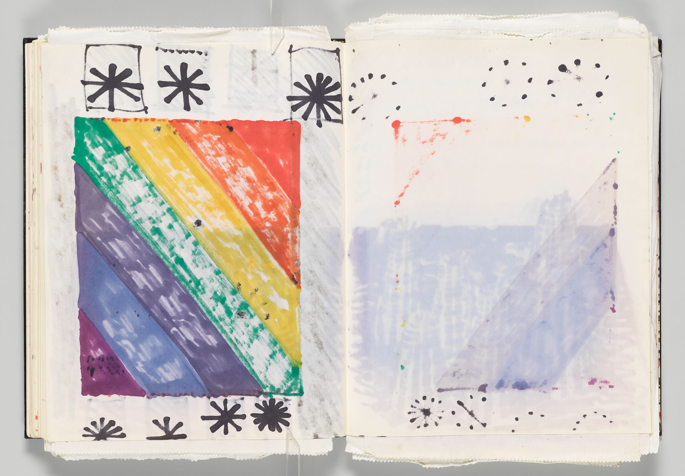 Untitled (Bleed-Through Of Previous Page, Left Page); Untitled (Overlapping Color Transfers, Right Page)