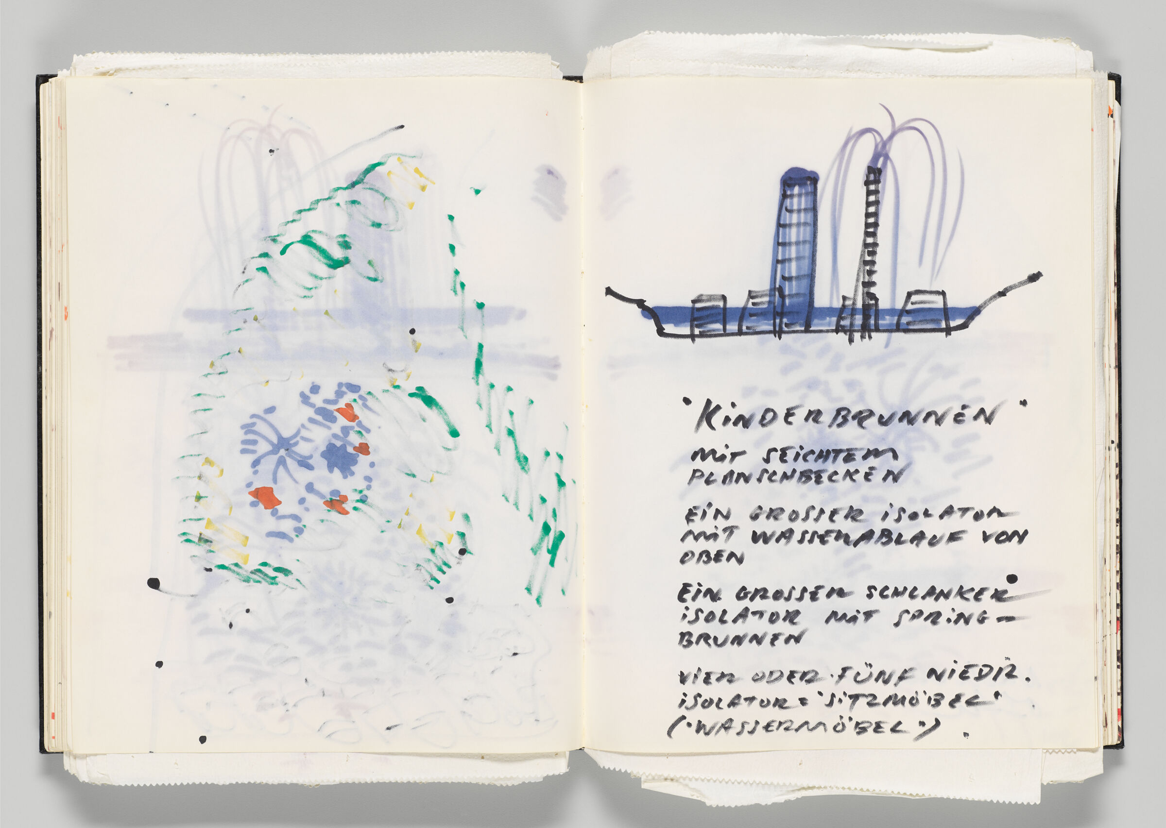 Untitled (Bleed-Through Of Previous Page, Left Page); Untitled (Design For Rosenthal Fountain, Right Page)