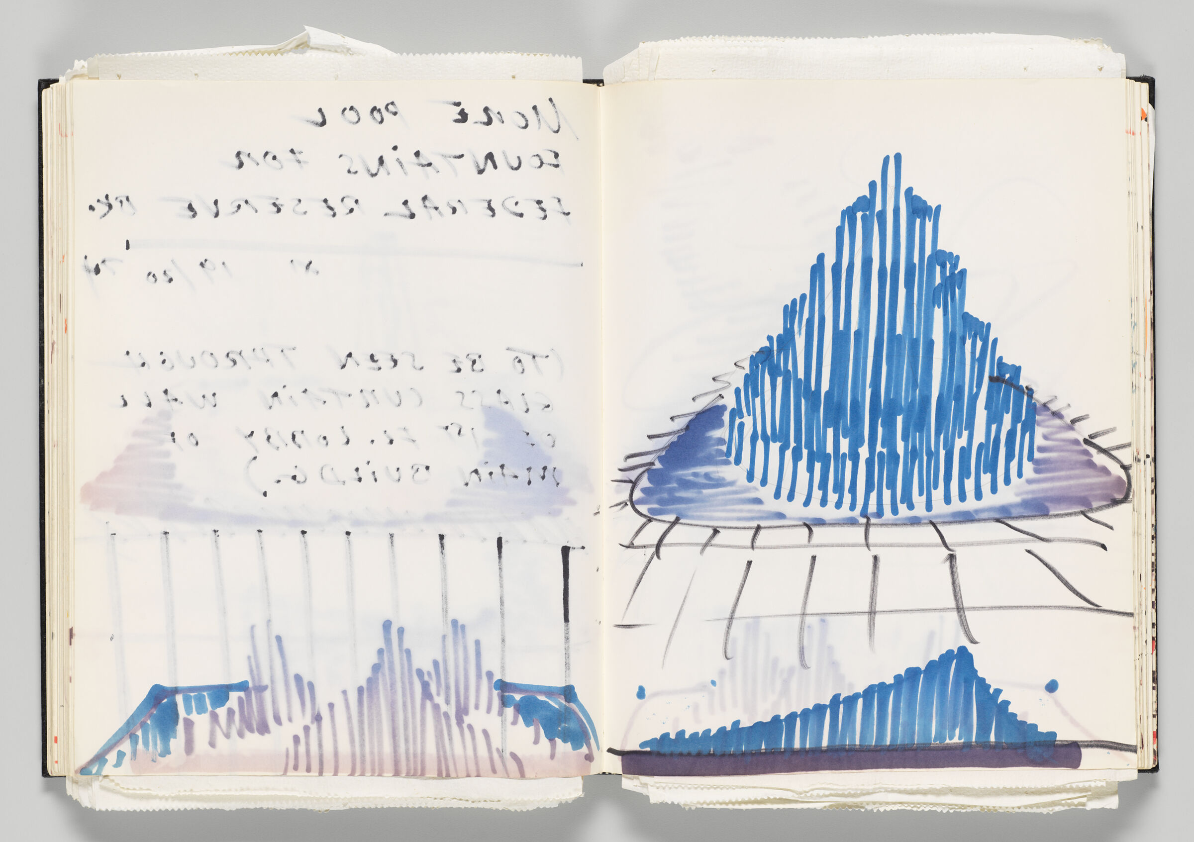 Untitled (Bleed-Through Of Previous Page, Left Page); Untitled (Pool Fountain Design, Right Page)