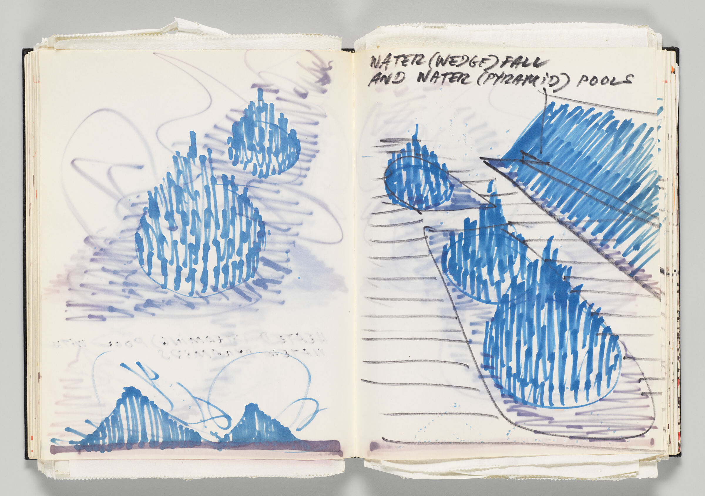 Untitled (Bleed-Through Of Previous Page, Left Page); Untitled (Pool Fountain Design, Right Page)