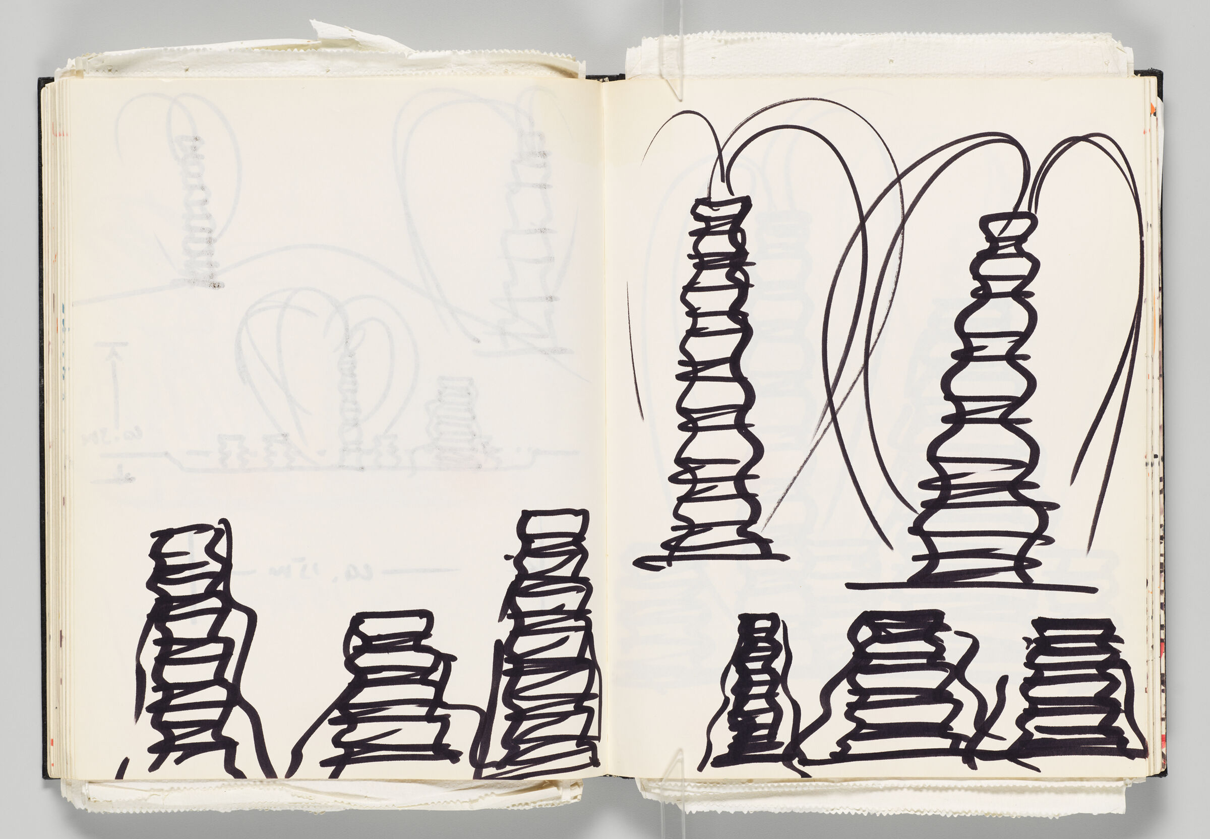 Untitled (Fountain Designs And Bleed-Through Of Previous Page, Left Page); Untitled (Fountain Designs, Right Page)