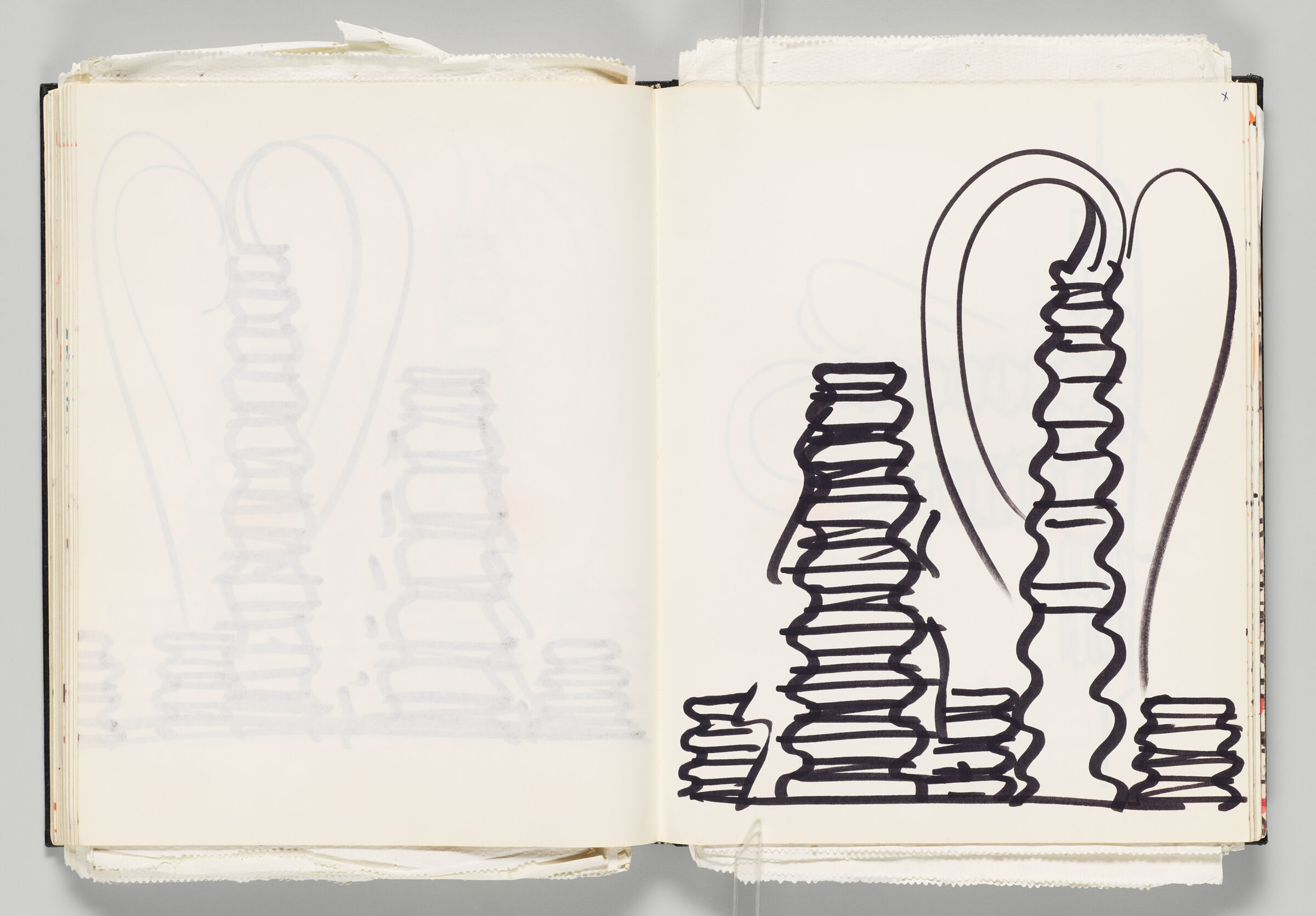 Untitled (Bleed-Through Of Previous Page, Left Page); Untitled (Fountain Designs, Right Page)