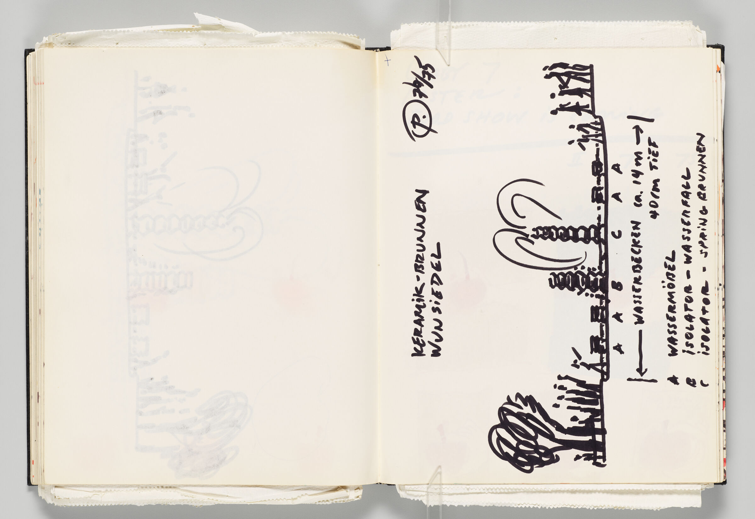 Untitled (Bleed-Through Of Previous Page, Left Page); Untitled (Fountain Designs, Right Page)