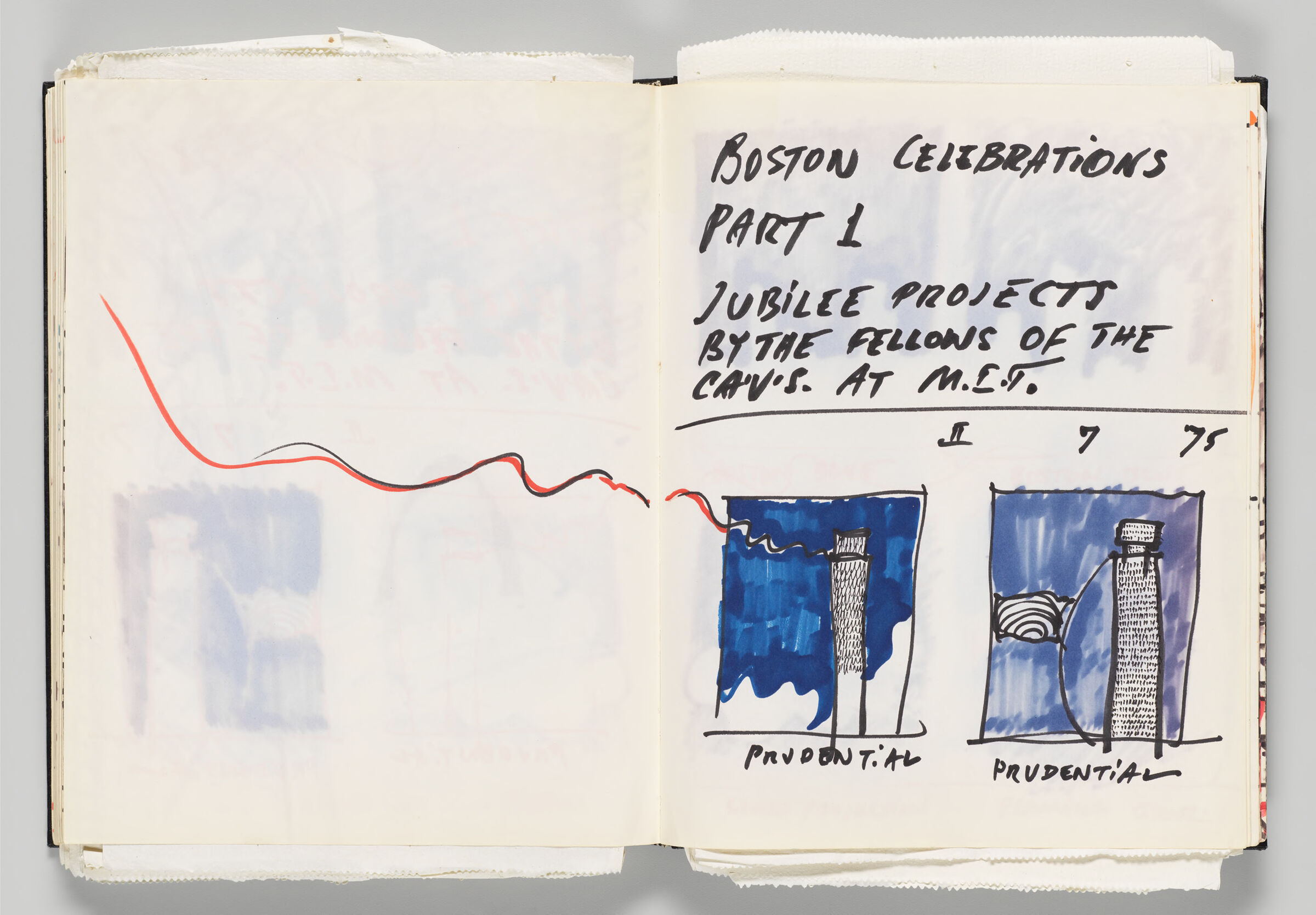 Untitled (Jubilee Project Designs For Prudential Building With Color Transfers, Two-Page Spread)
