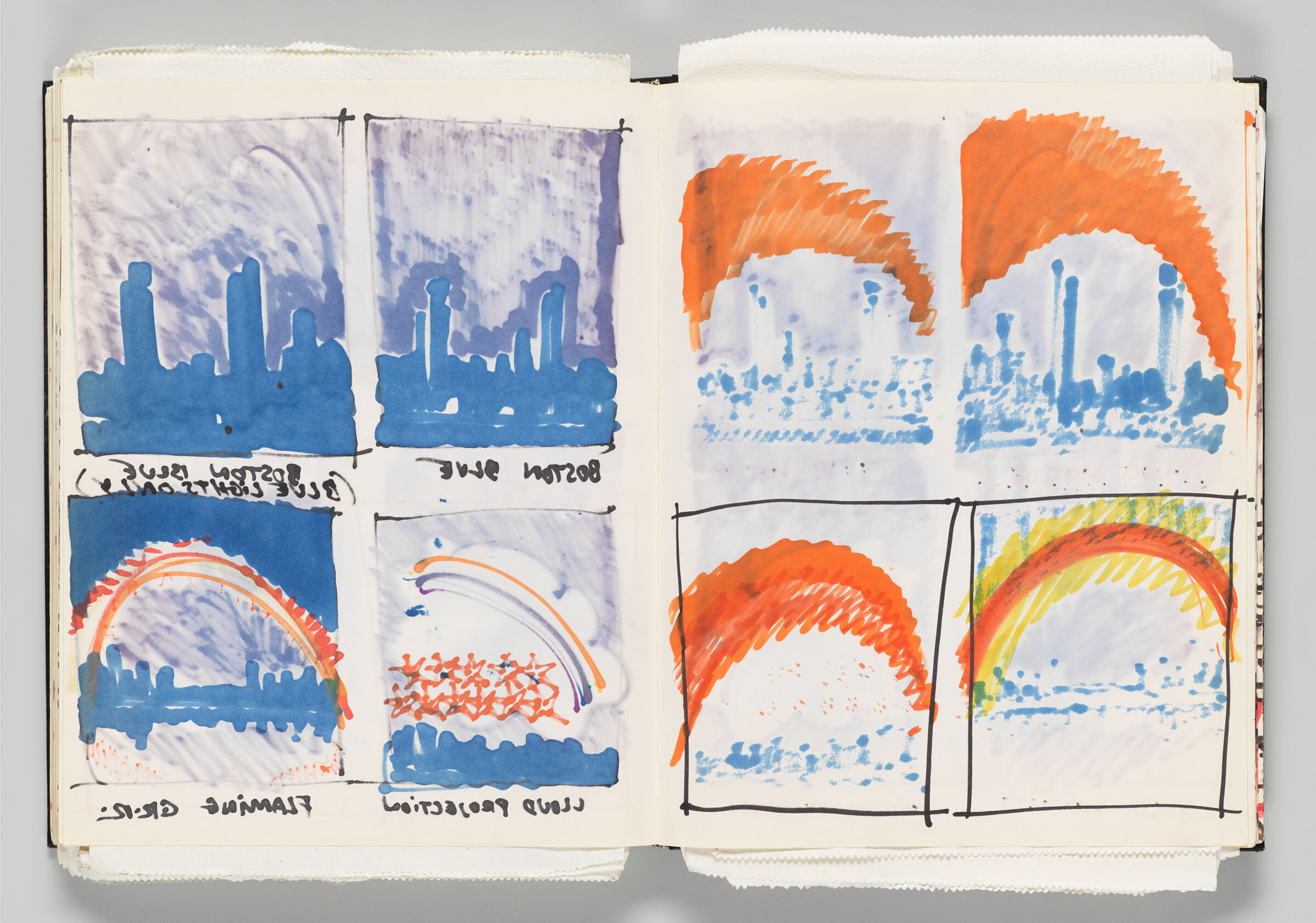 Untitled (Bleed-Through Of Previous Page, Left Page); Untitled (Jubilee Project Designs With Bleed-Through And Color Transfers, Right Page)