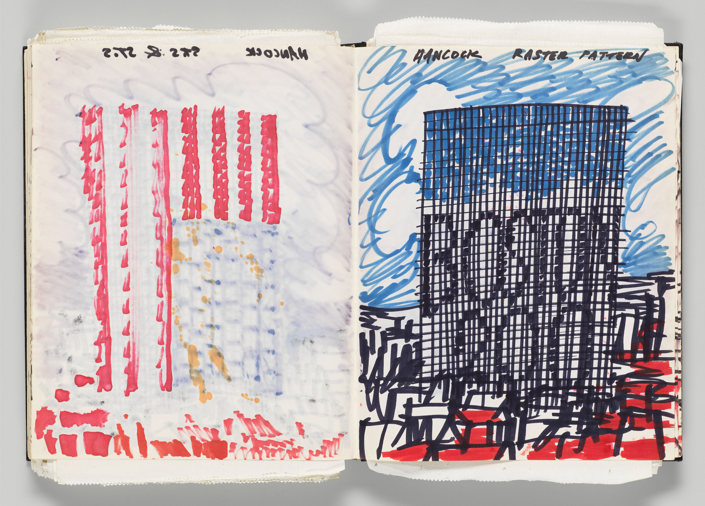 Untitled (Bleed-Through Of Previous Page, Left Page); Untitled (Jubilee Project Design With Color Transfer, Right Page)