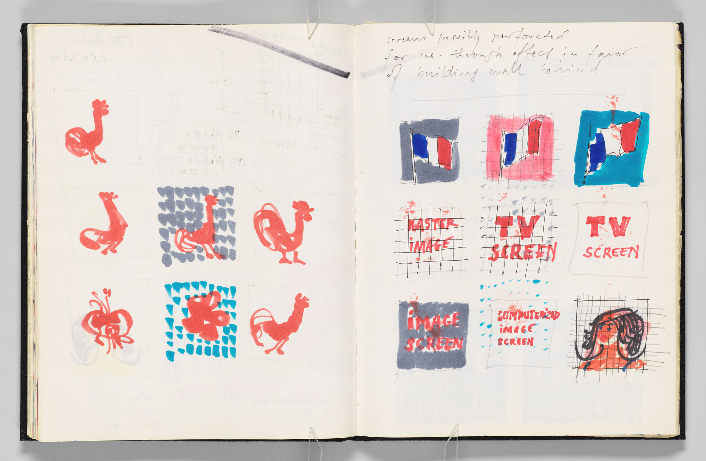 Untitled (Bleed-Through Of Previous Page, Left Page); Untitled (Designs For Screens, Right Page)