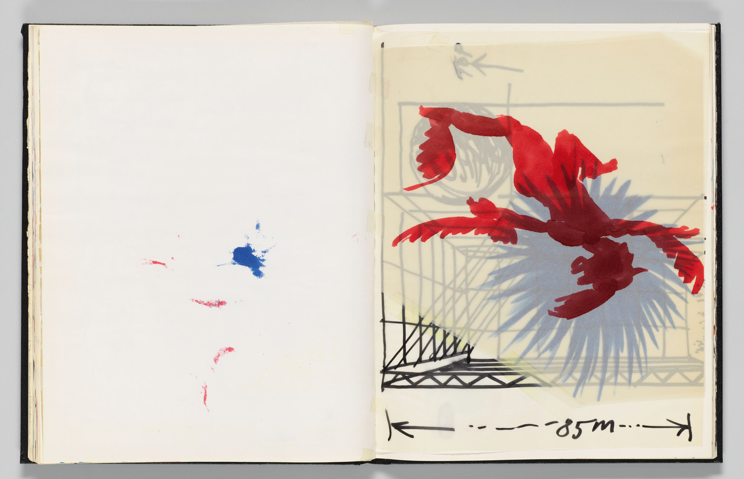Untitled (Color Transfer, Left Page); Untitled (Adhered Sketches On Transparent Paper, Right Page)