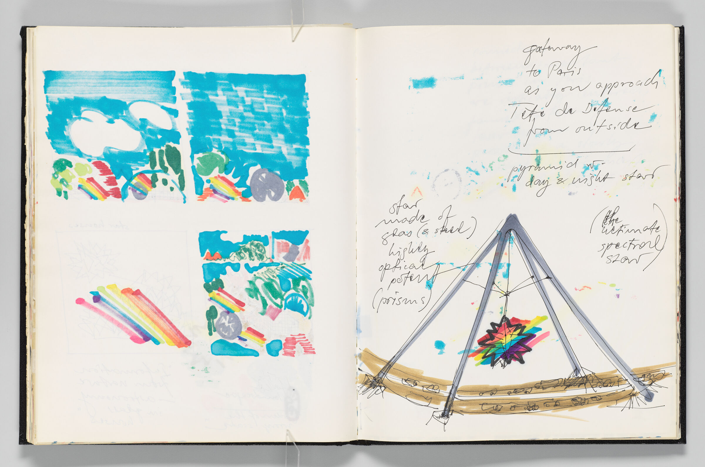 Untitled (Bleed-Through Of Previous Page, Left Page); Untitled (Prism/Star For Garden Installation, Right Page)
