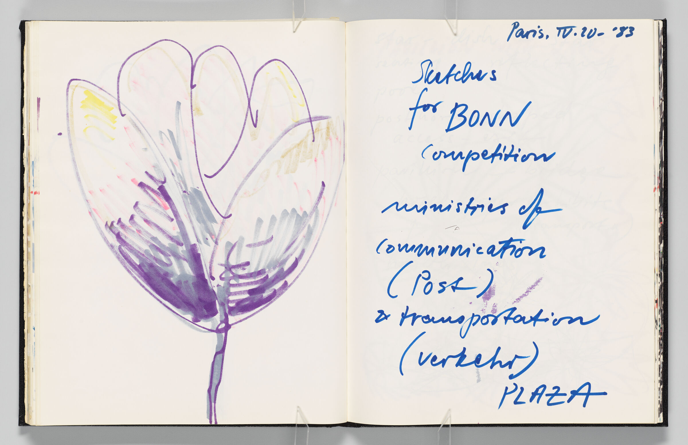 Untitled (Bleed-Through Of Previous Page, Left Page); Untitled (Notes And Color Transfer, Right Page)